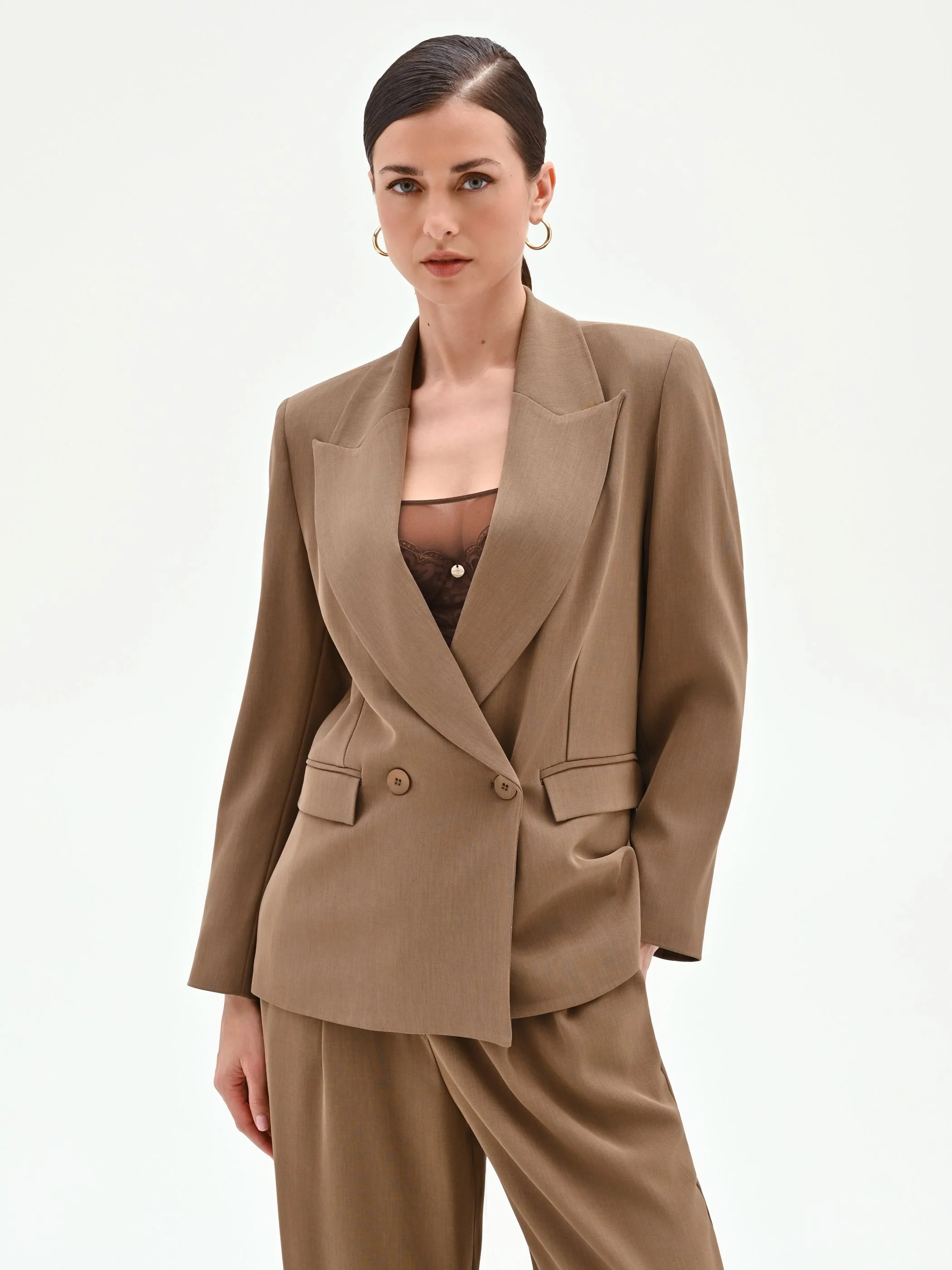 Blazer doppiopetto in cadi fango marrone