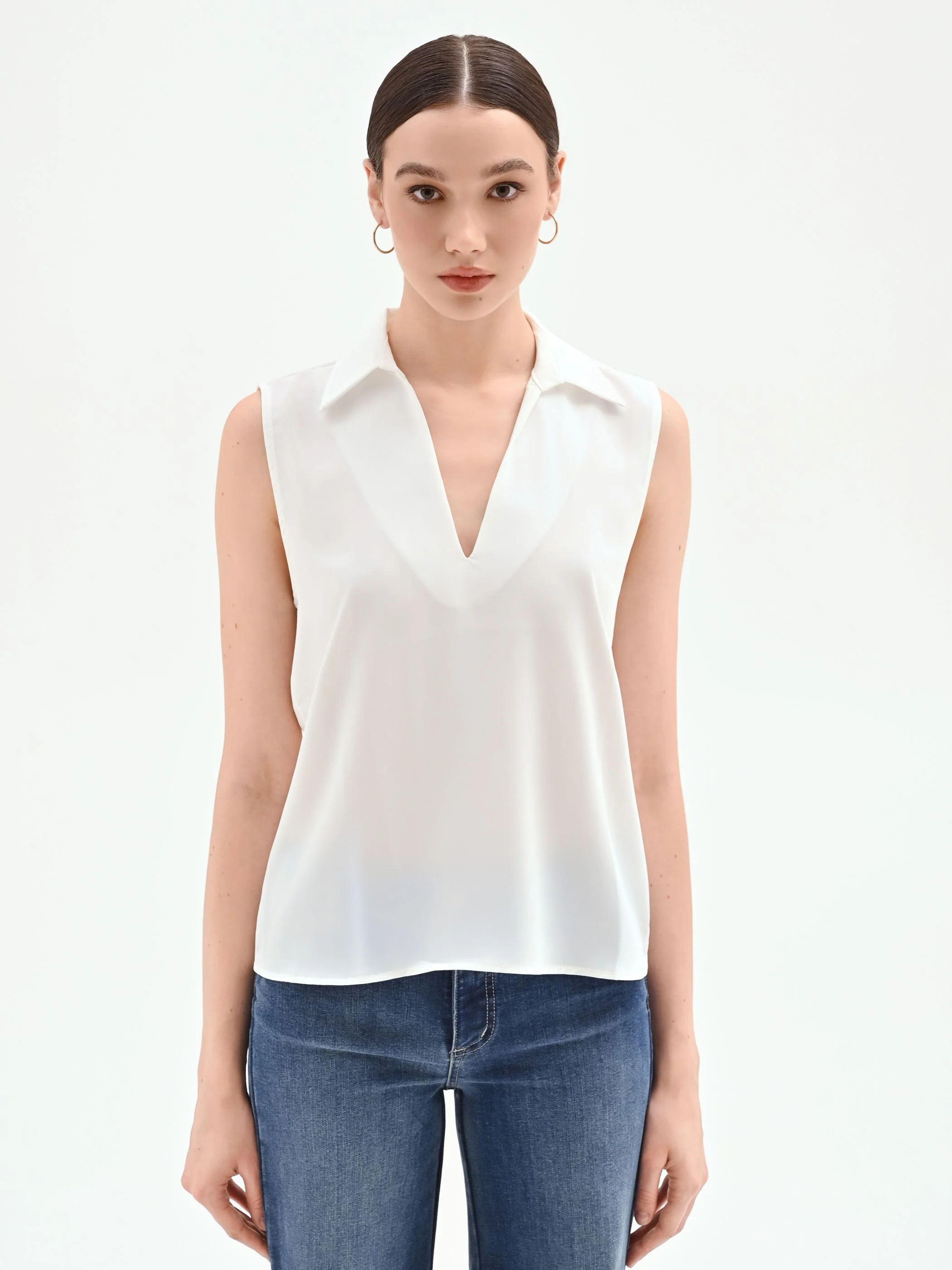 Blusa smanicata bianco panna - Image 5