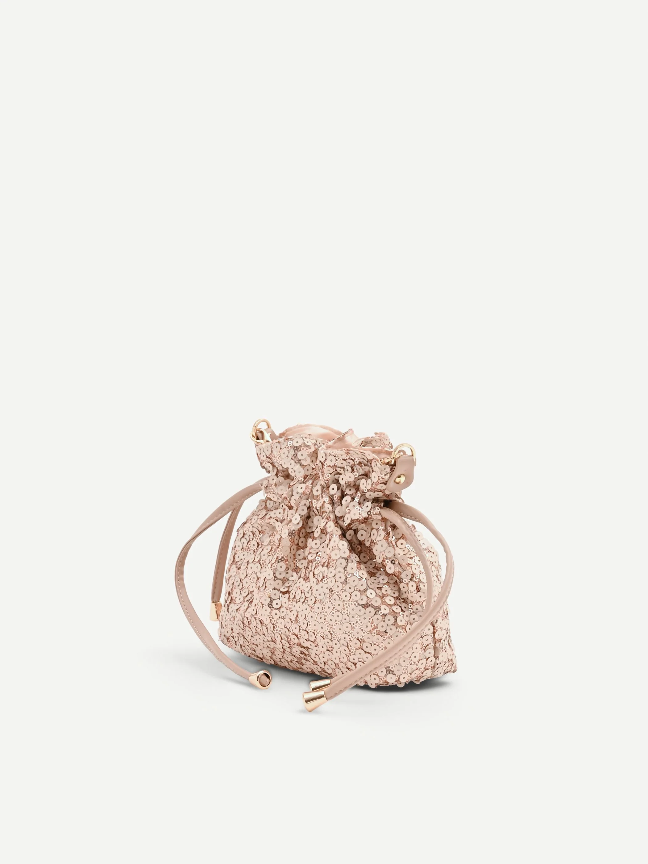 Borsa a sacca rosa con paillettes