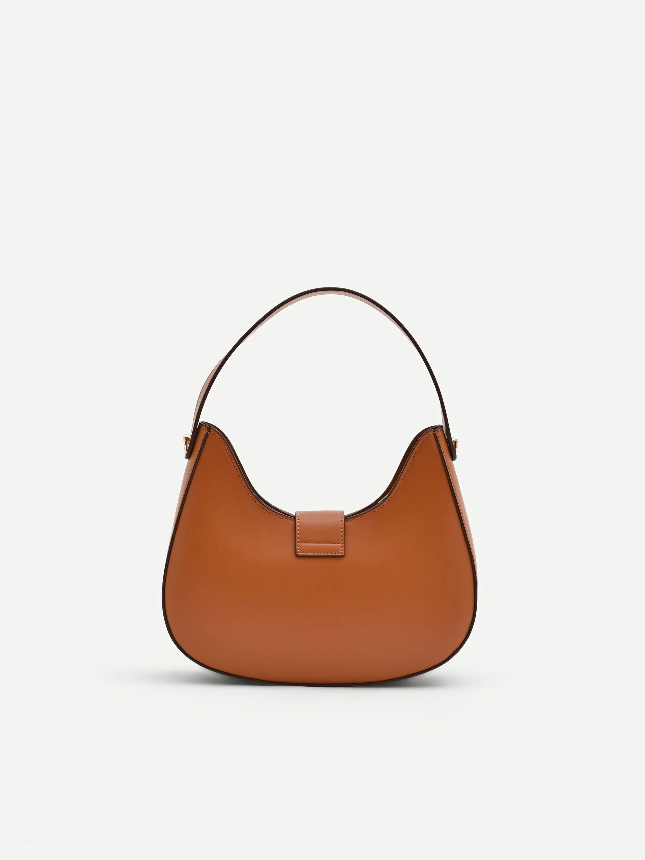 Borsa a sella beige effetto raffia