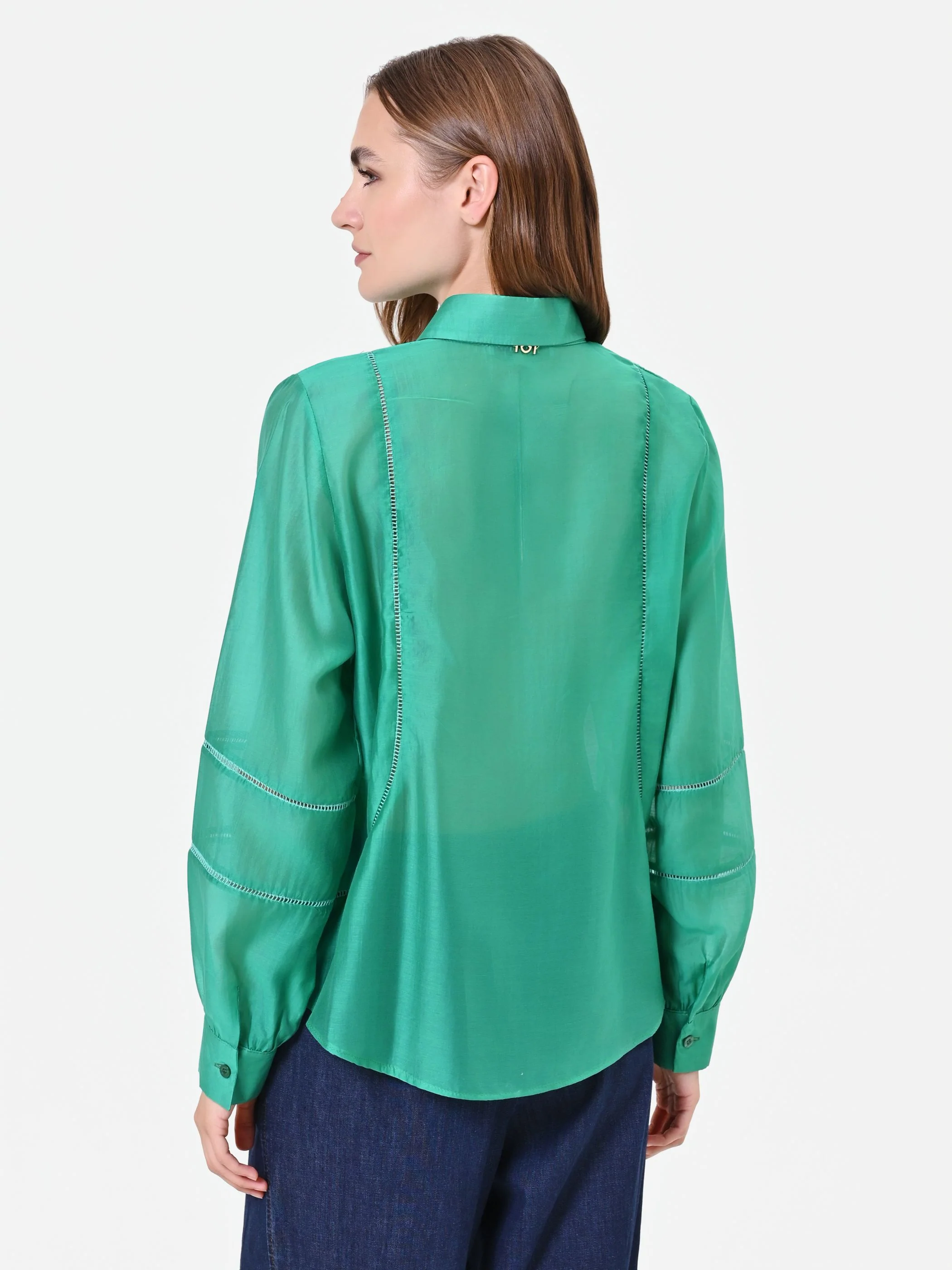 Camicia in Mussola Verde con Inserti - Image 4