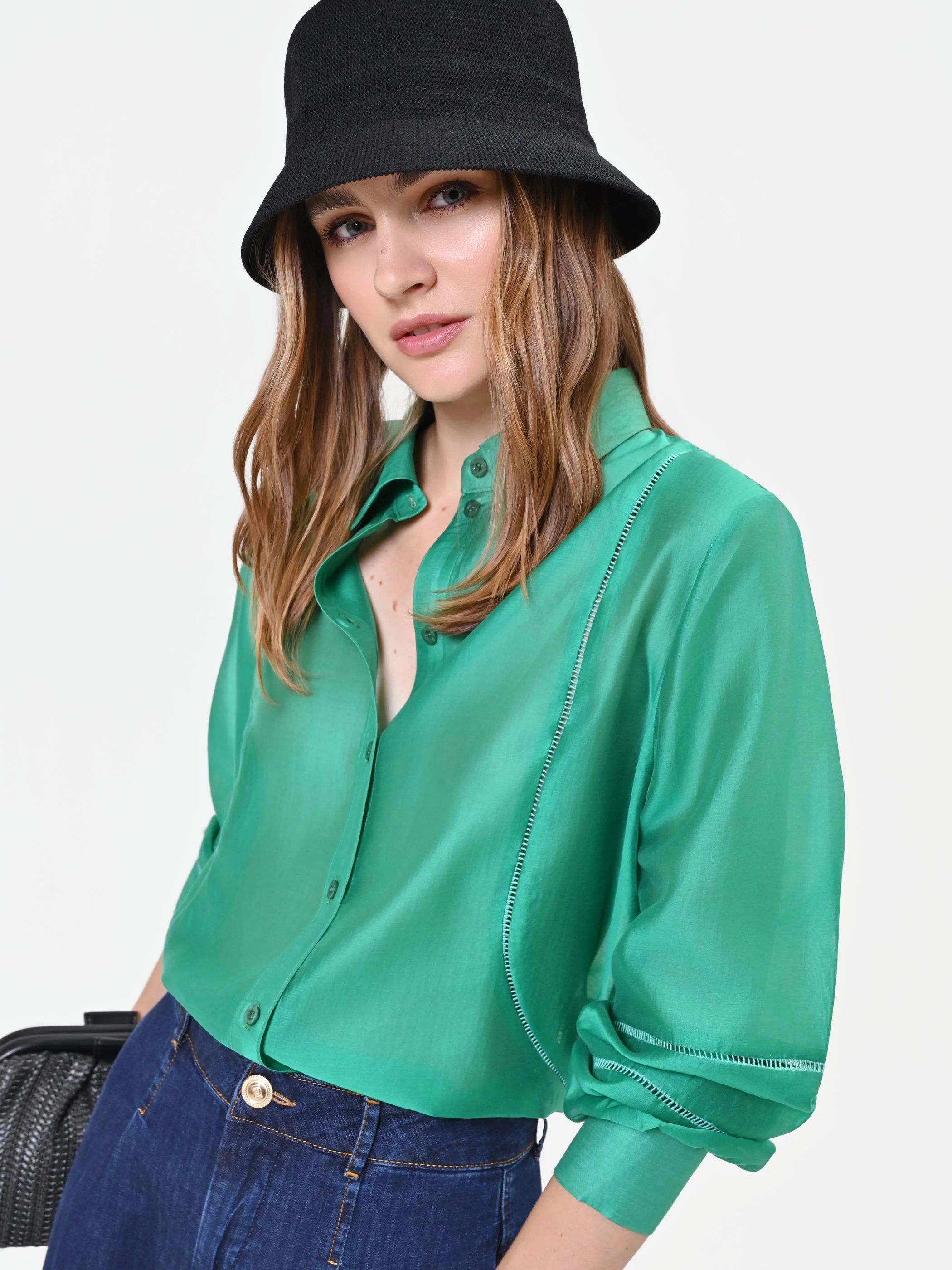 Camicia in Mussola Verde con Inserti - Image 6