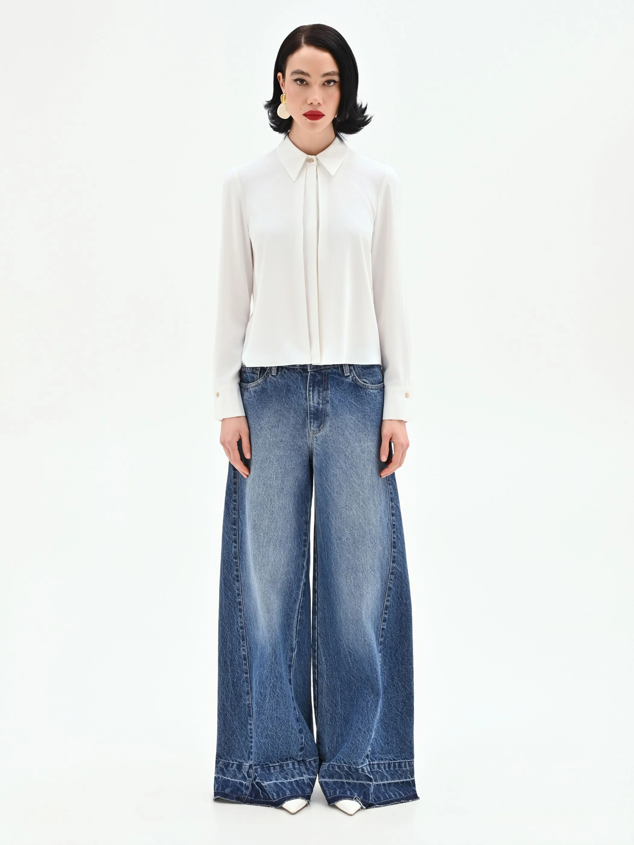 Camicia panna bianco dalla linea fluida