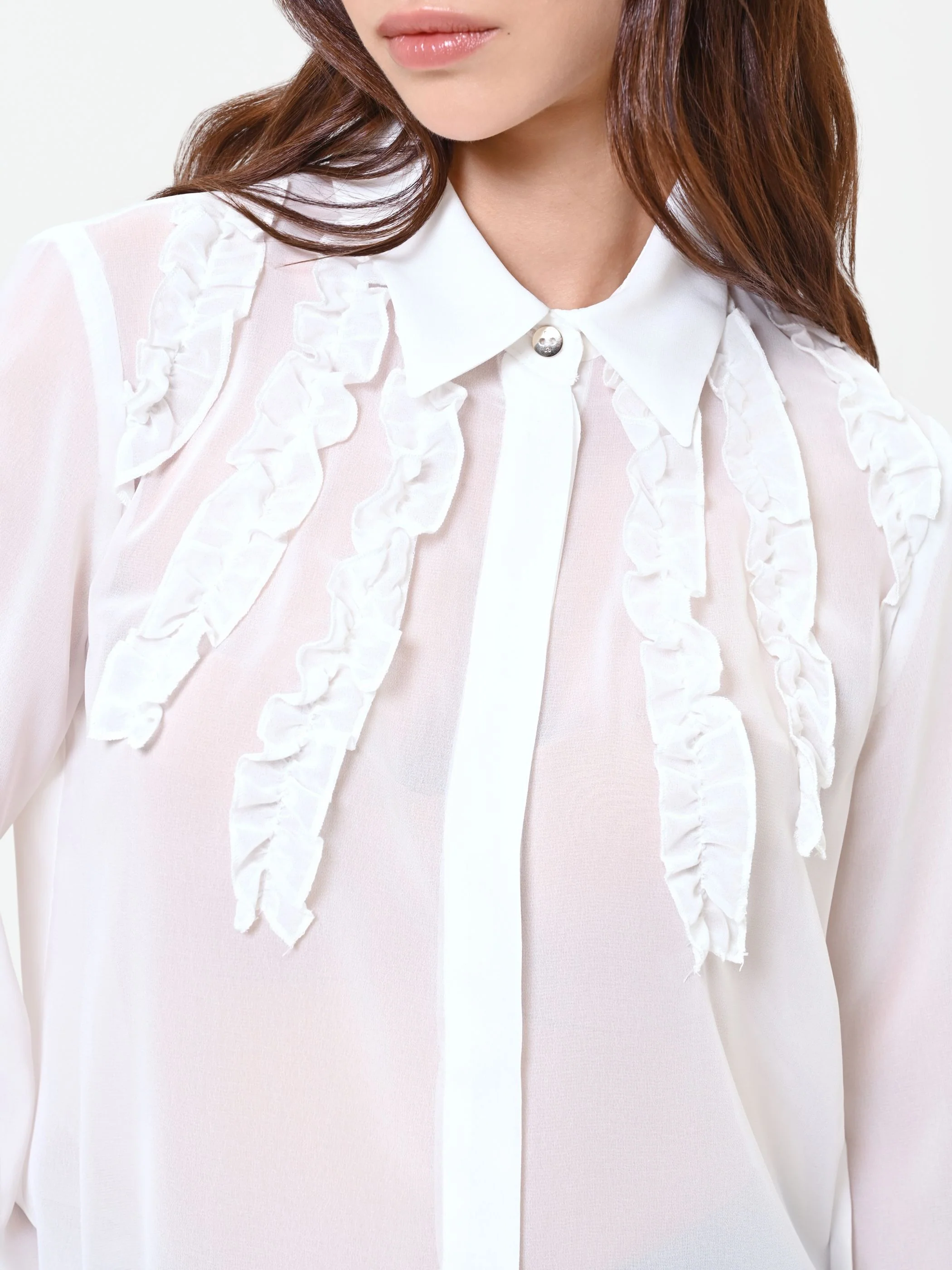 Camicia panna con ruches verticali - Image 4