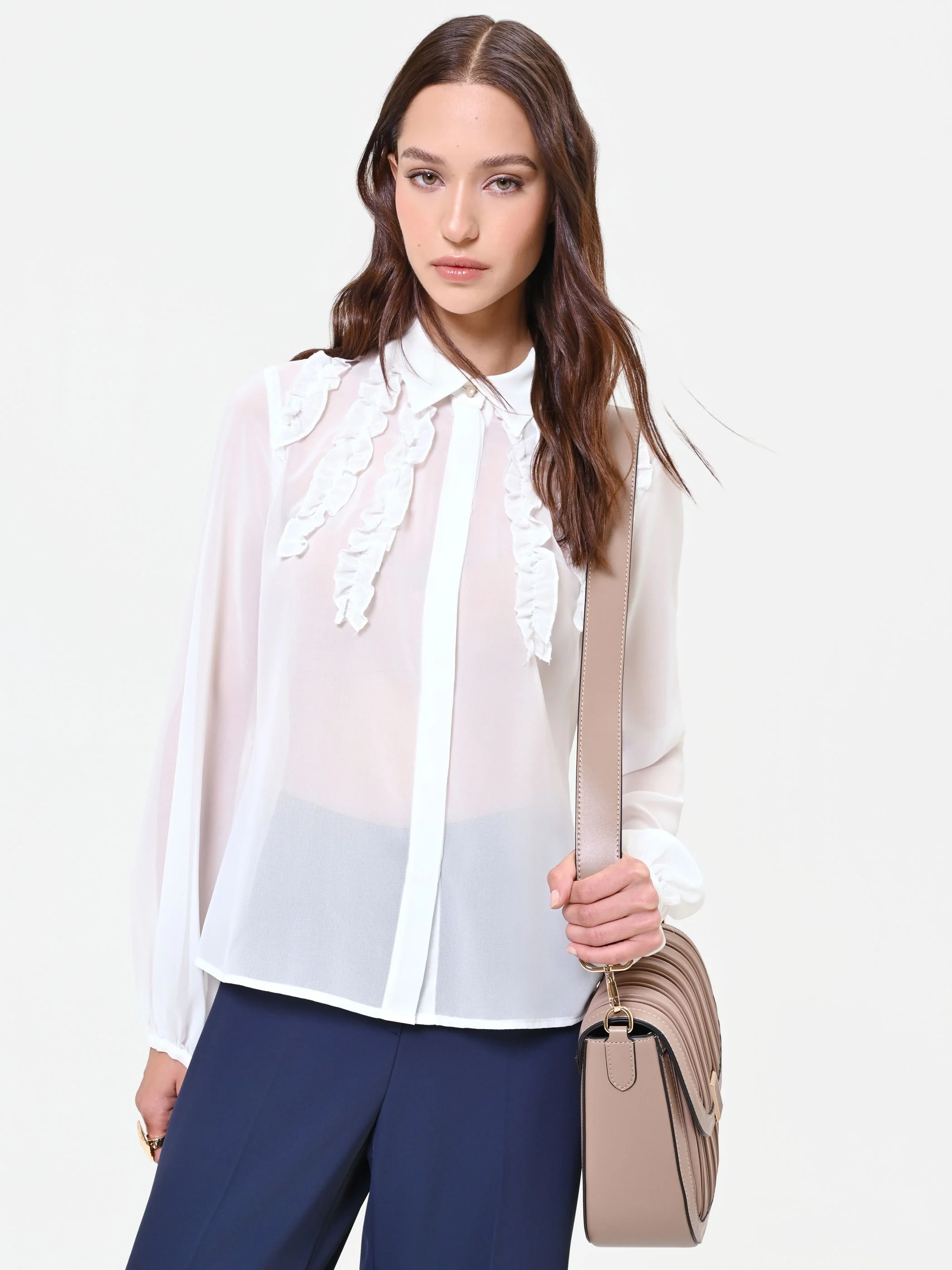 Camicia panna con ruches verticali - Image 6