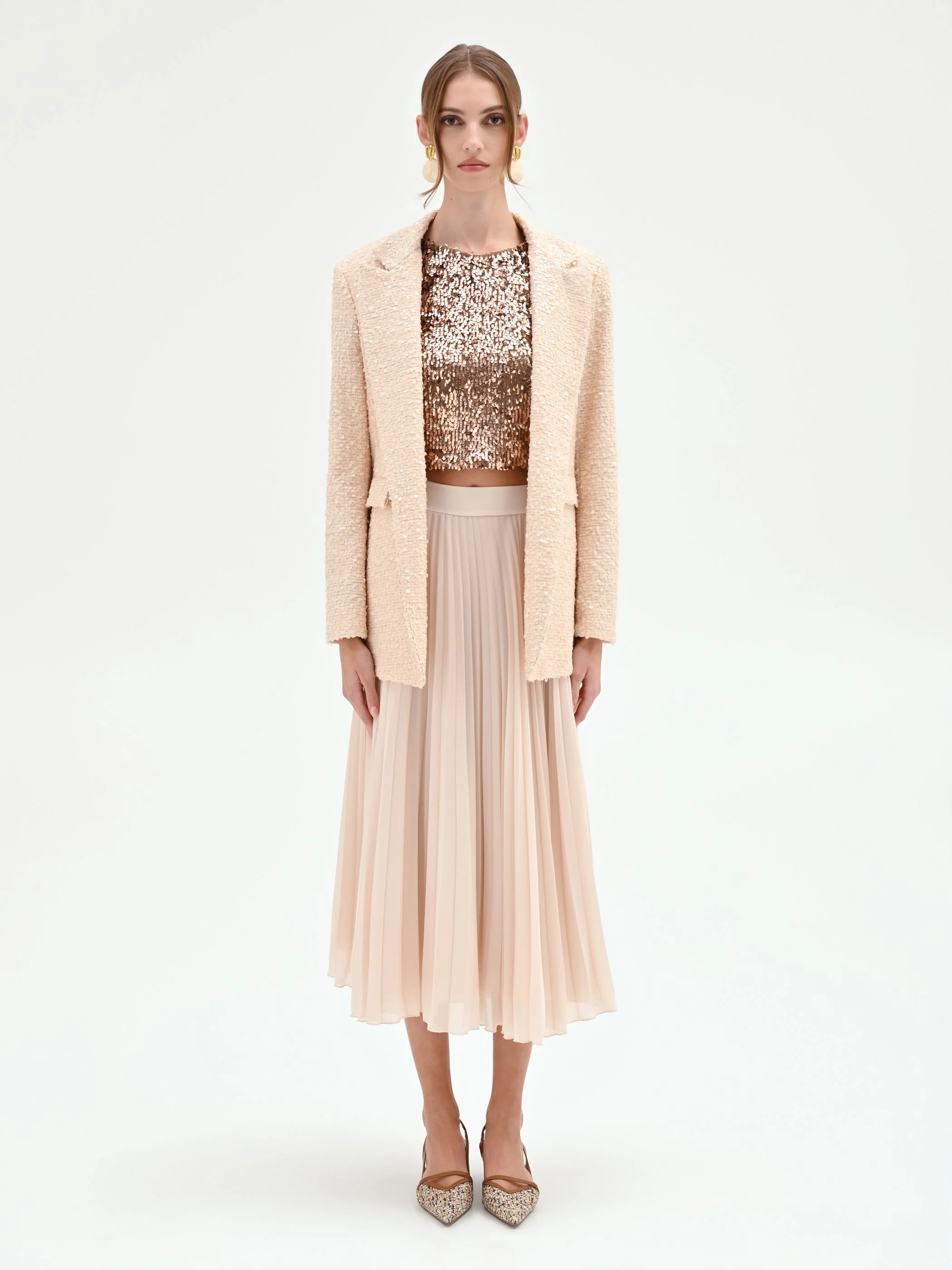 Giacca beige chiaro con paillettes