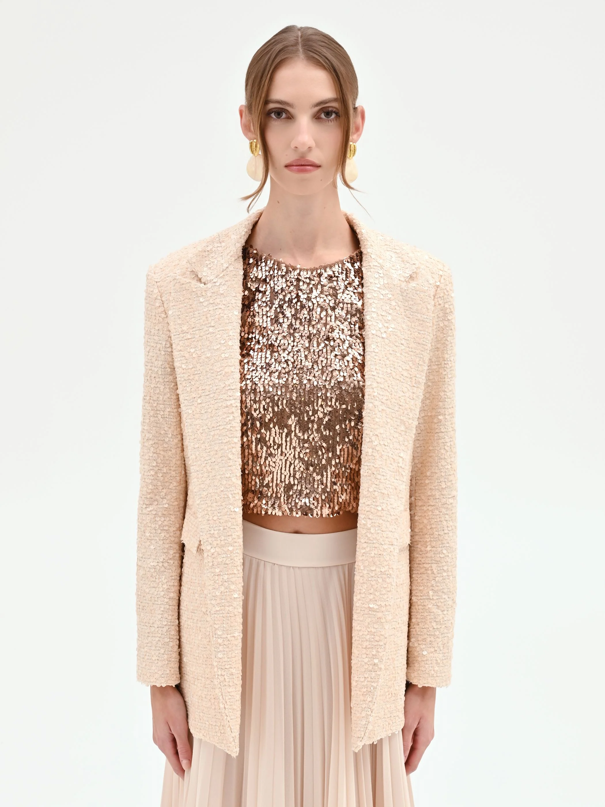 Giacca beige chiaro con paillettes - Image 2