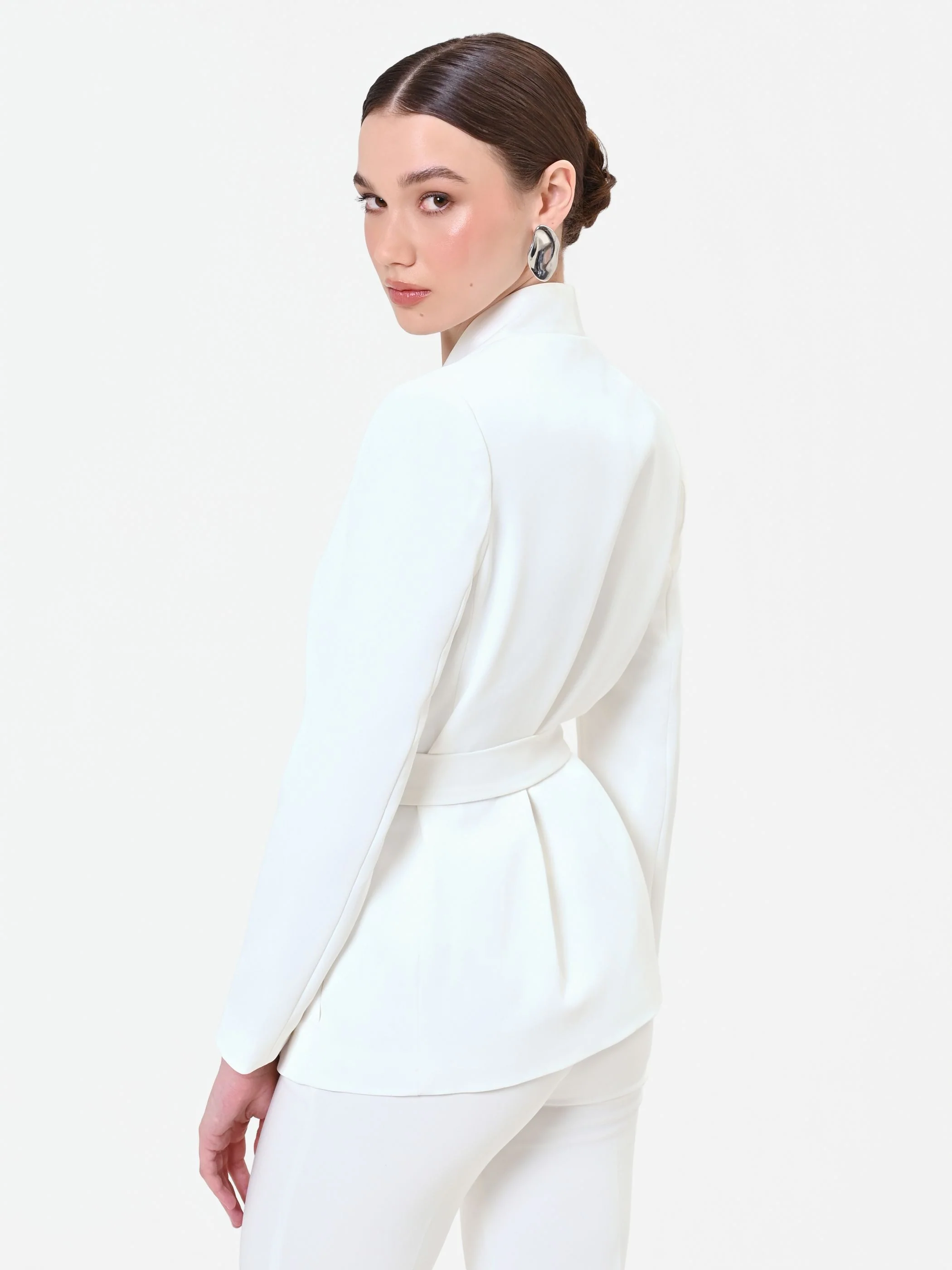 Giacca bianca con revers in raso - Image 3