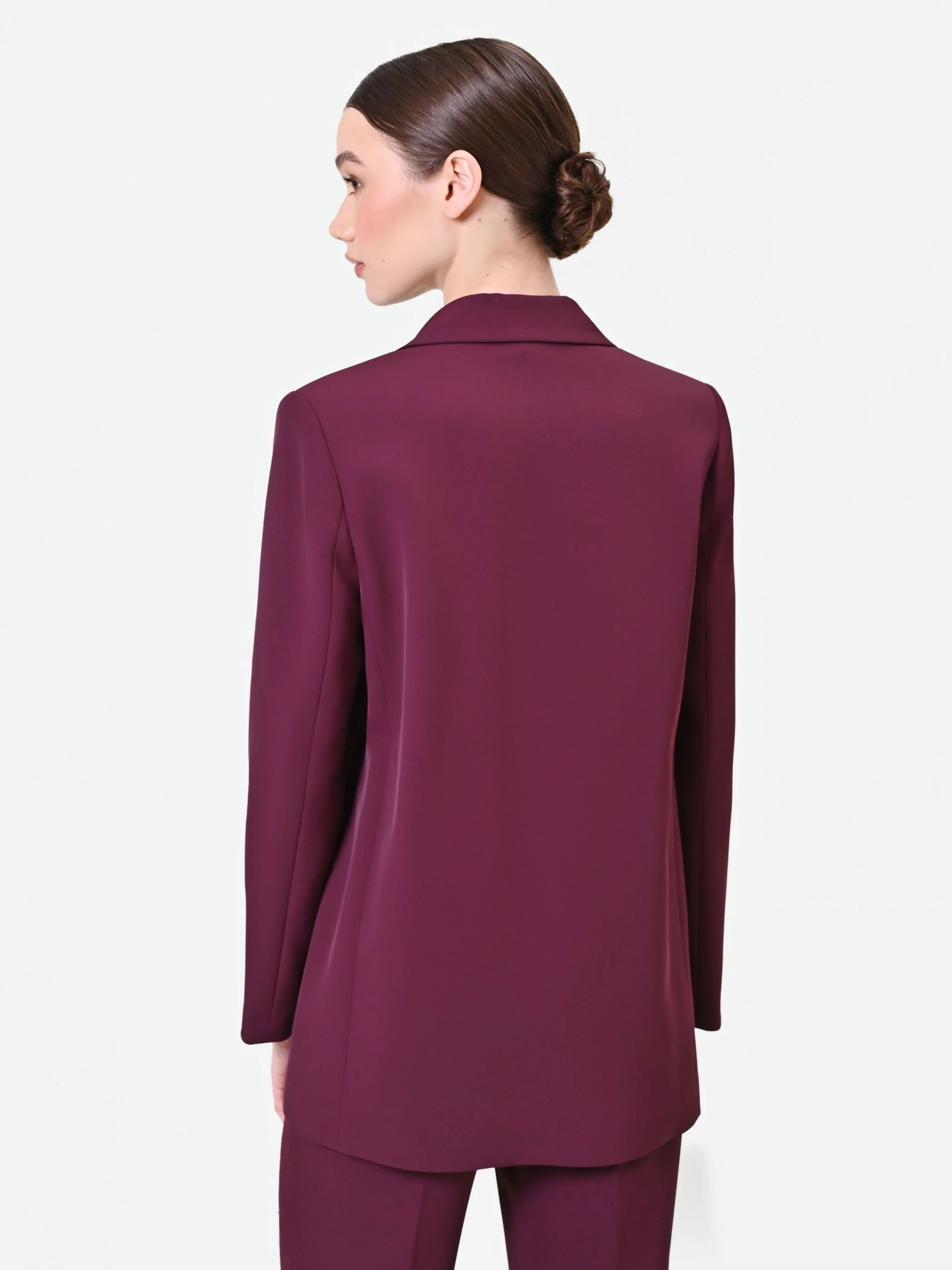 Giacca blazer bordeaux con cintura - Image 4