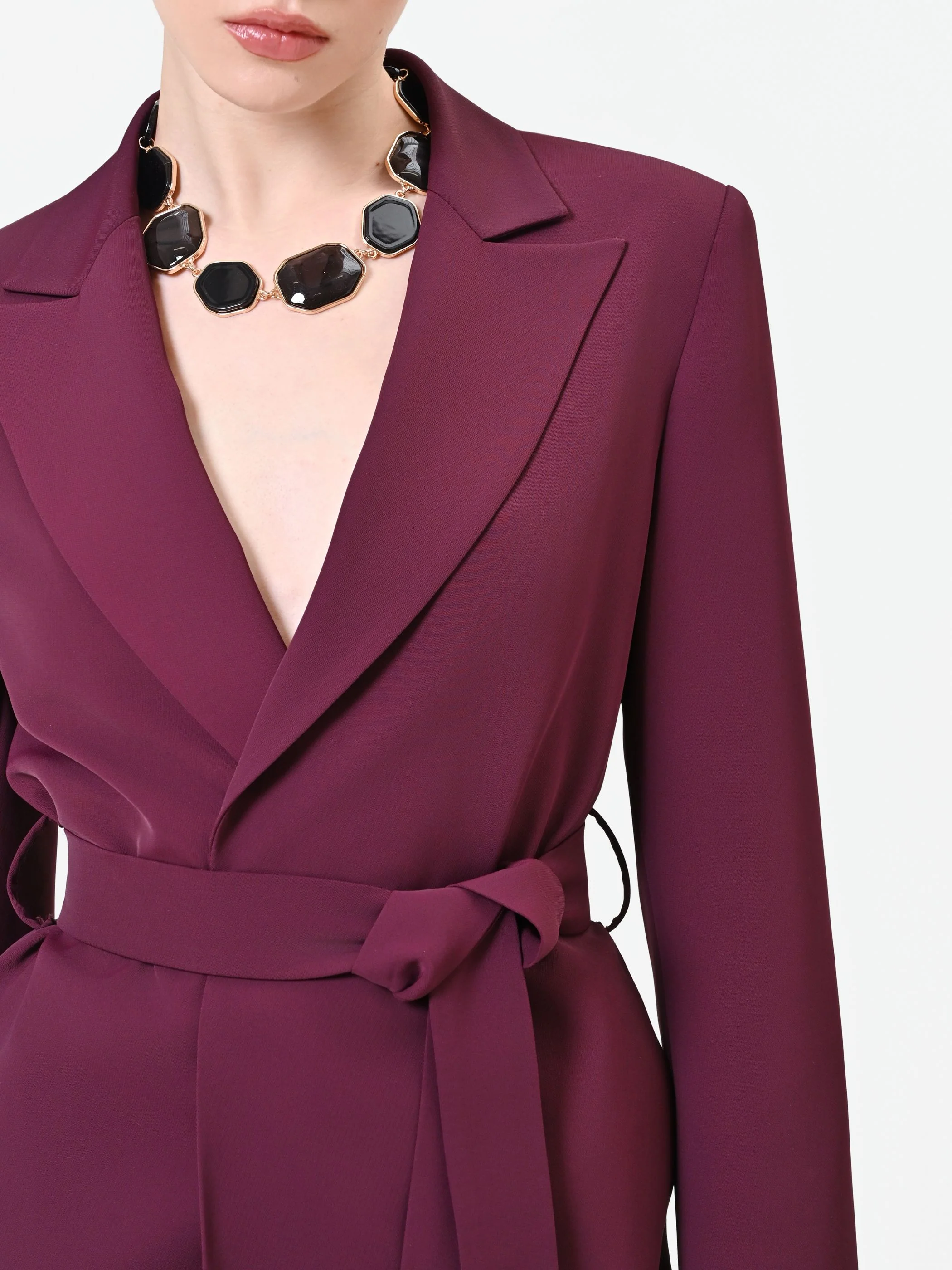 Giacca blazer bordeaux con cintura - Image 5