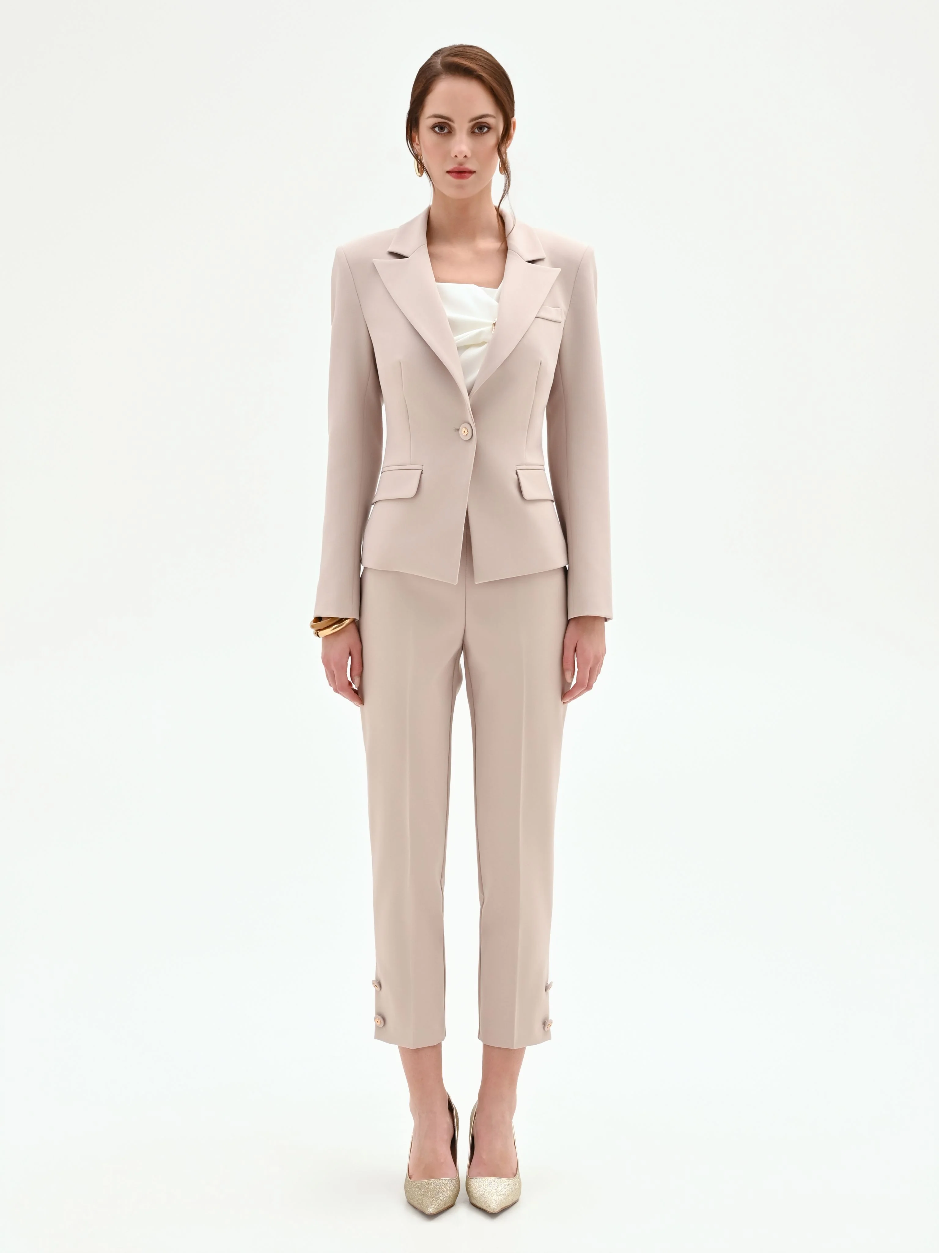 Giacca blazer monopetto tortora beige