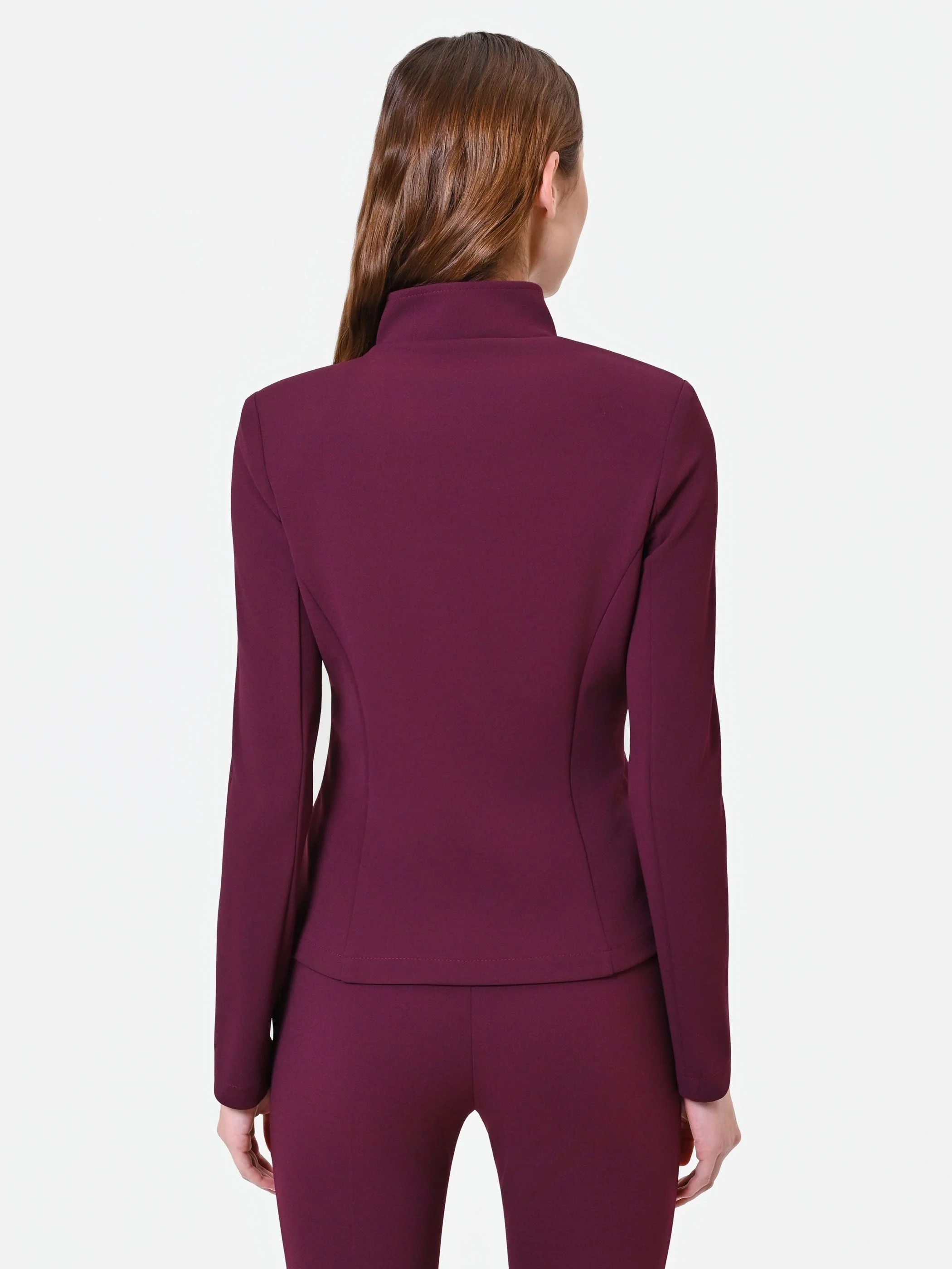 Giacca bordeaux con zip asimmetrica - Image 4