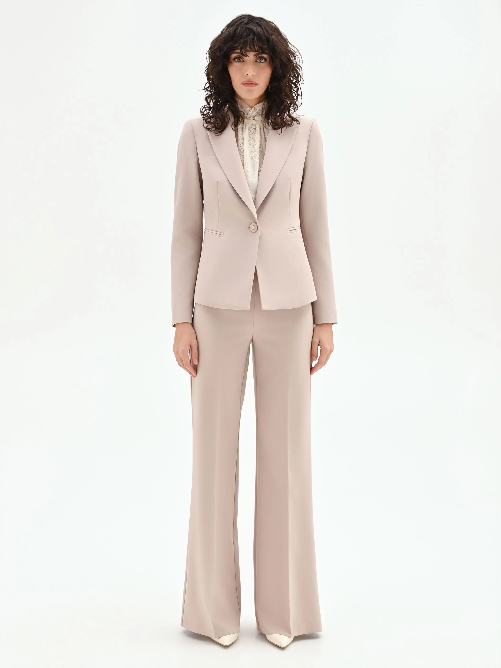 Giacca monopetto tortora beige