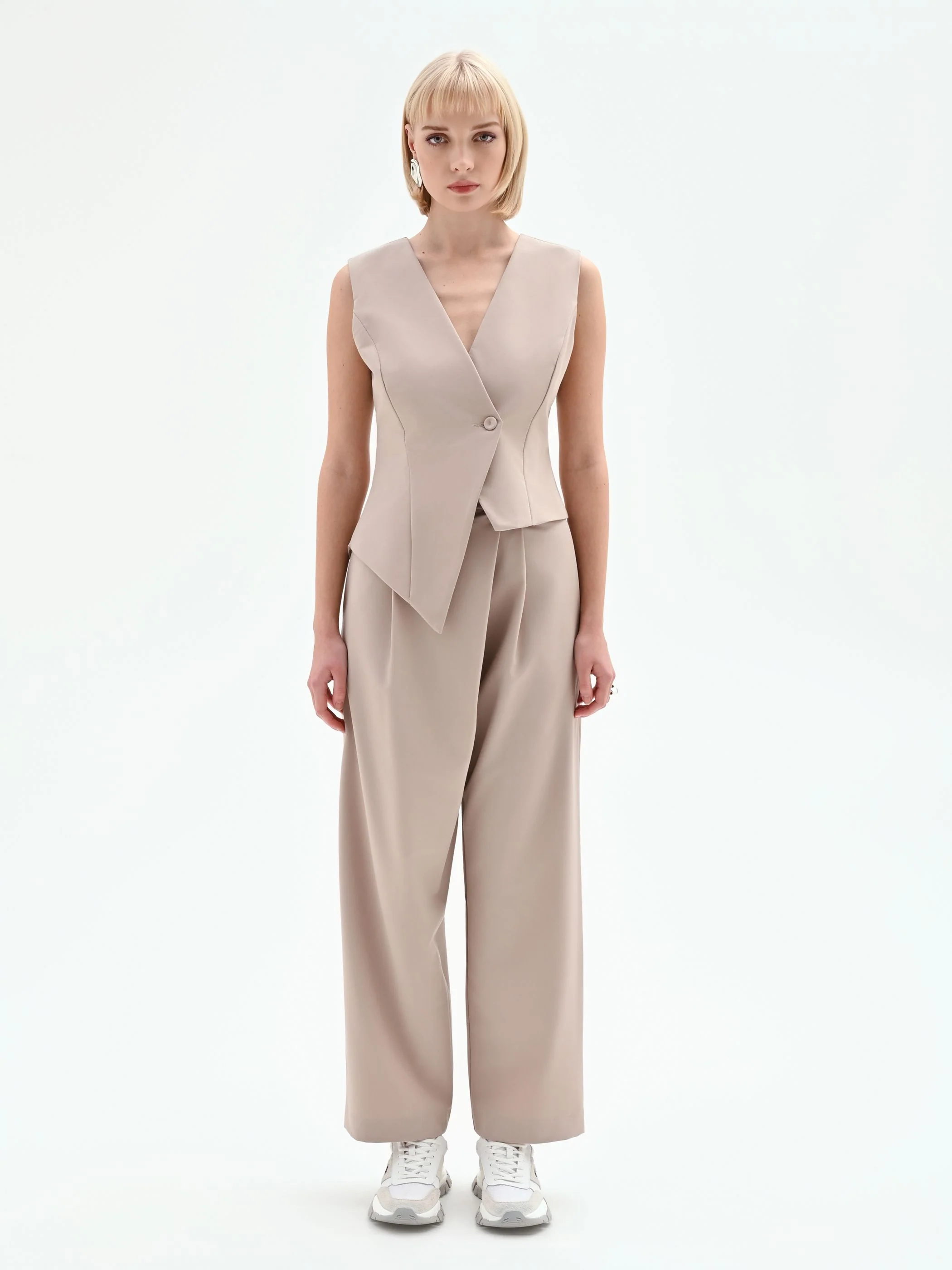 Gilet asimmetrico tortora beige