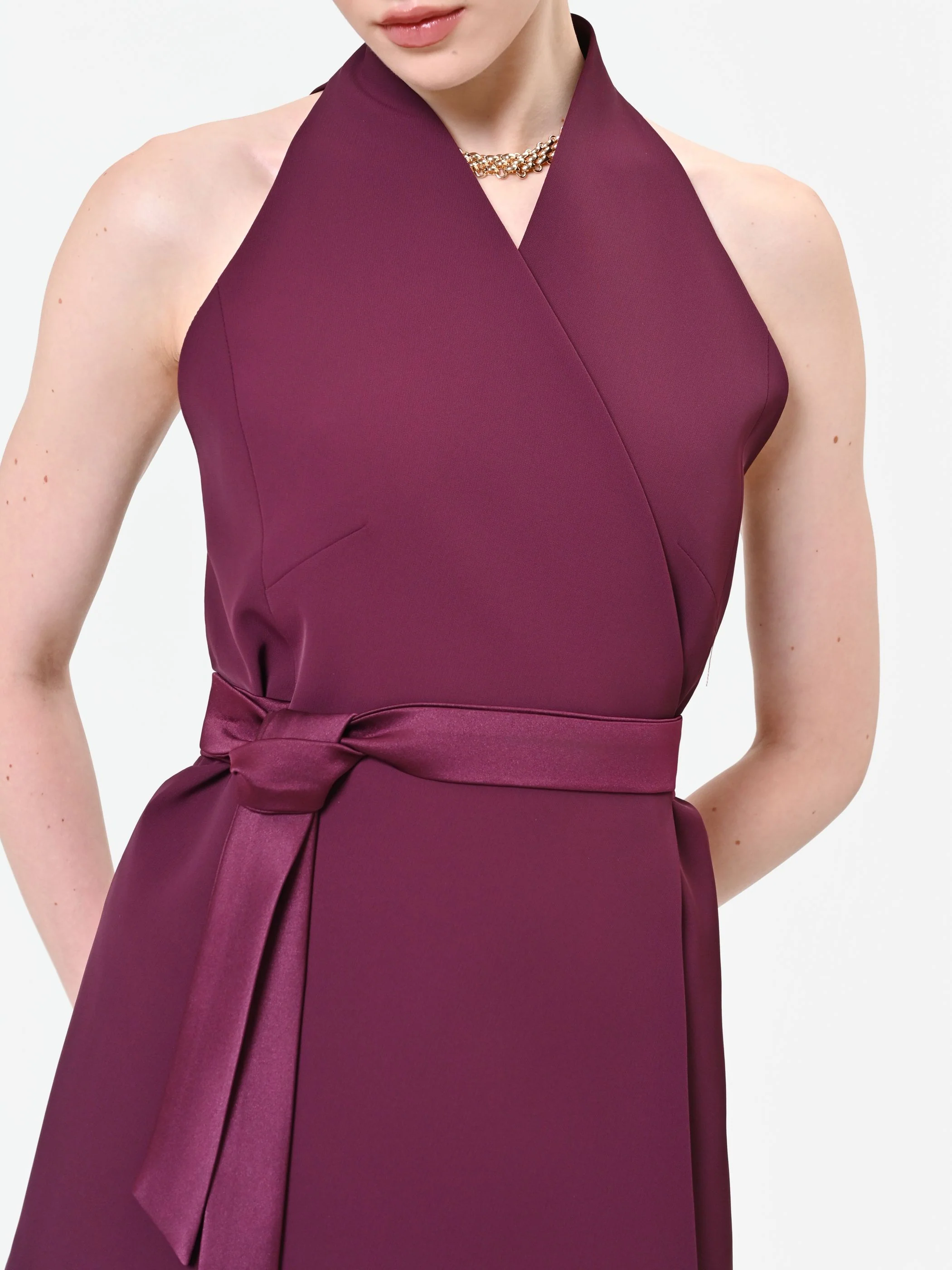 Gilet bordeaux rosso con cintura in vita - Image 4