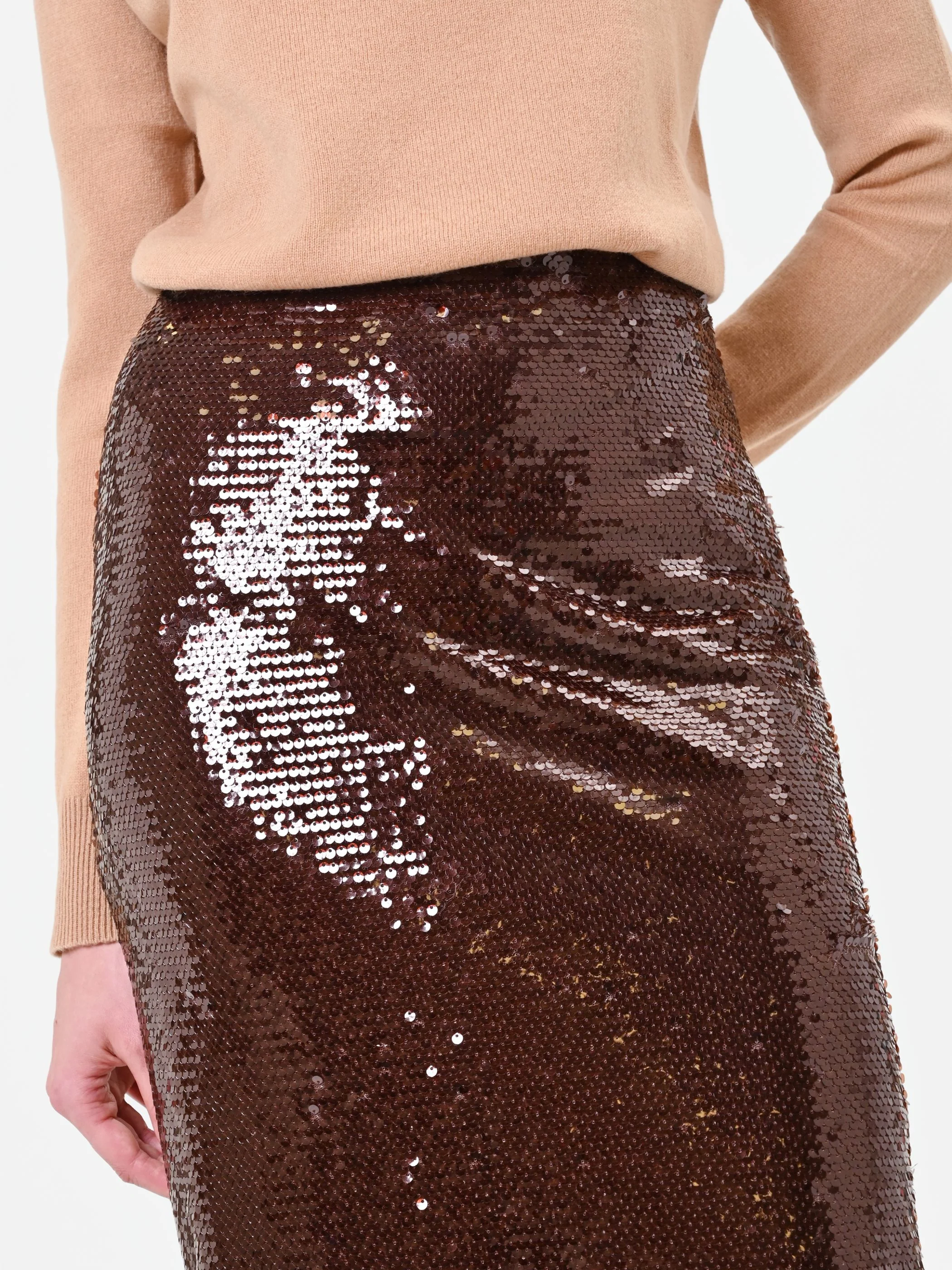 Gonna longuette marrone in paillettes - Image 5