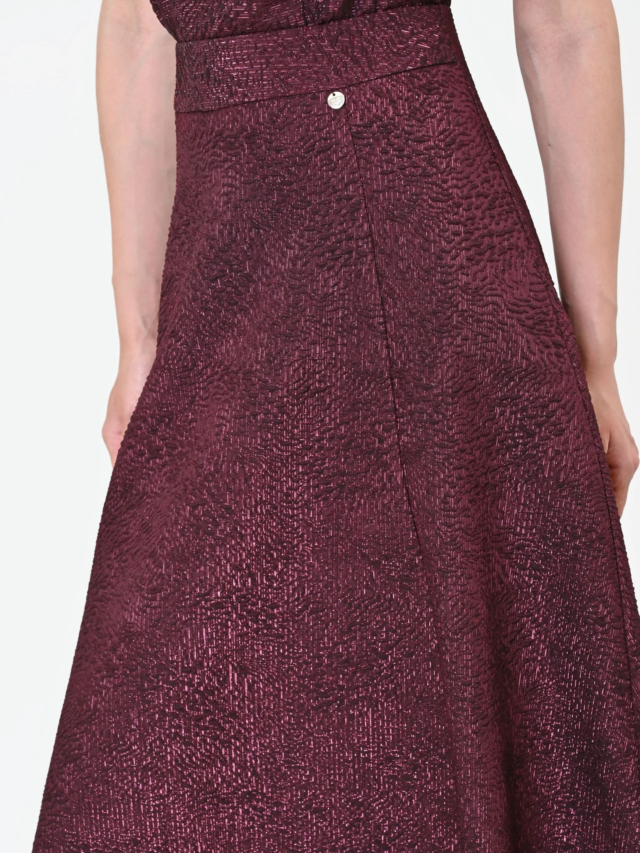 Gonna midi bordeaux intessuto jacquard lamé - Image 3
