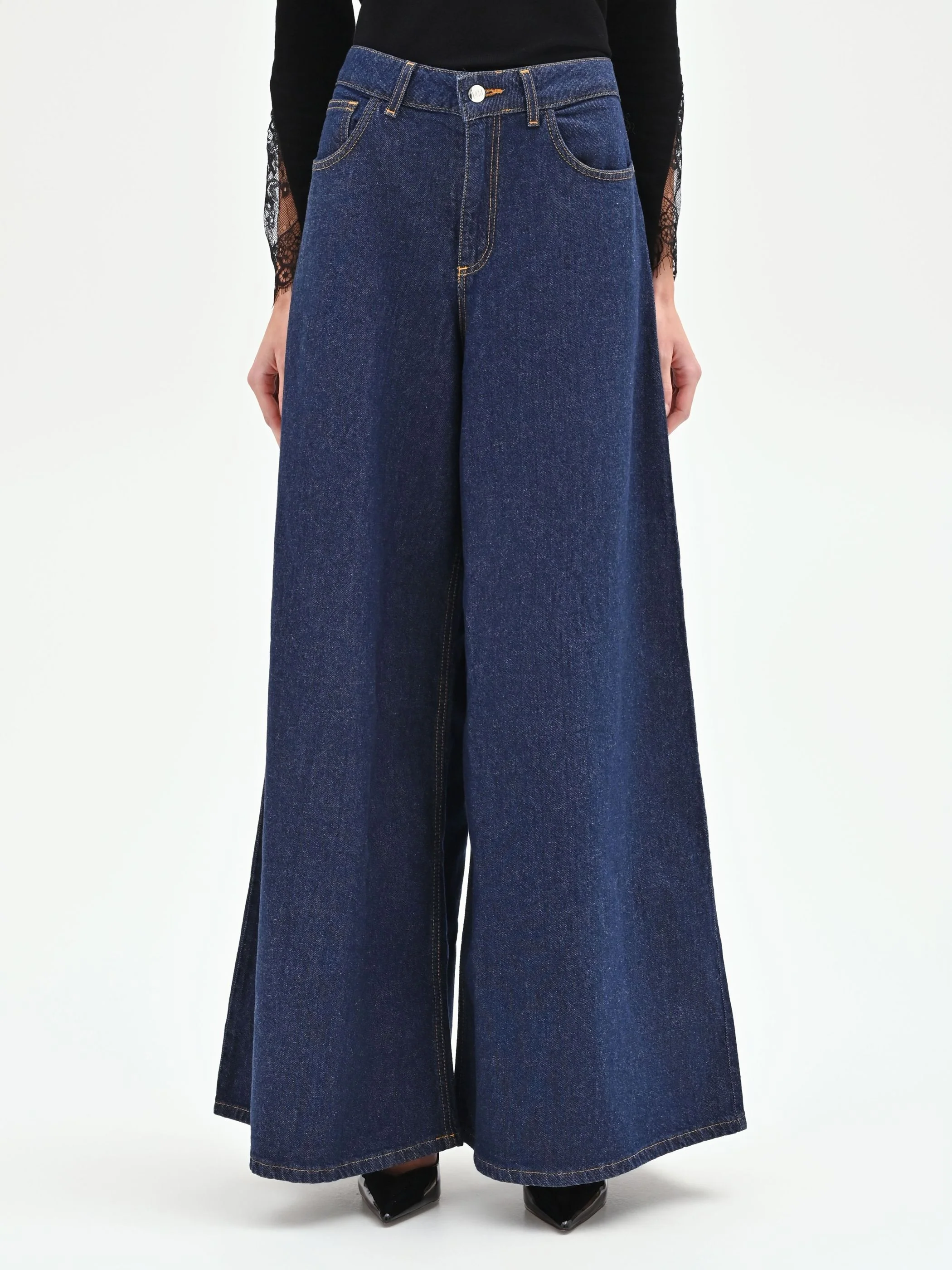 Jeans extra wide blu indaco high waist