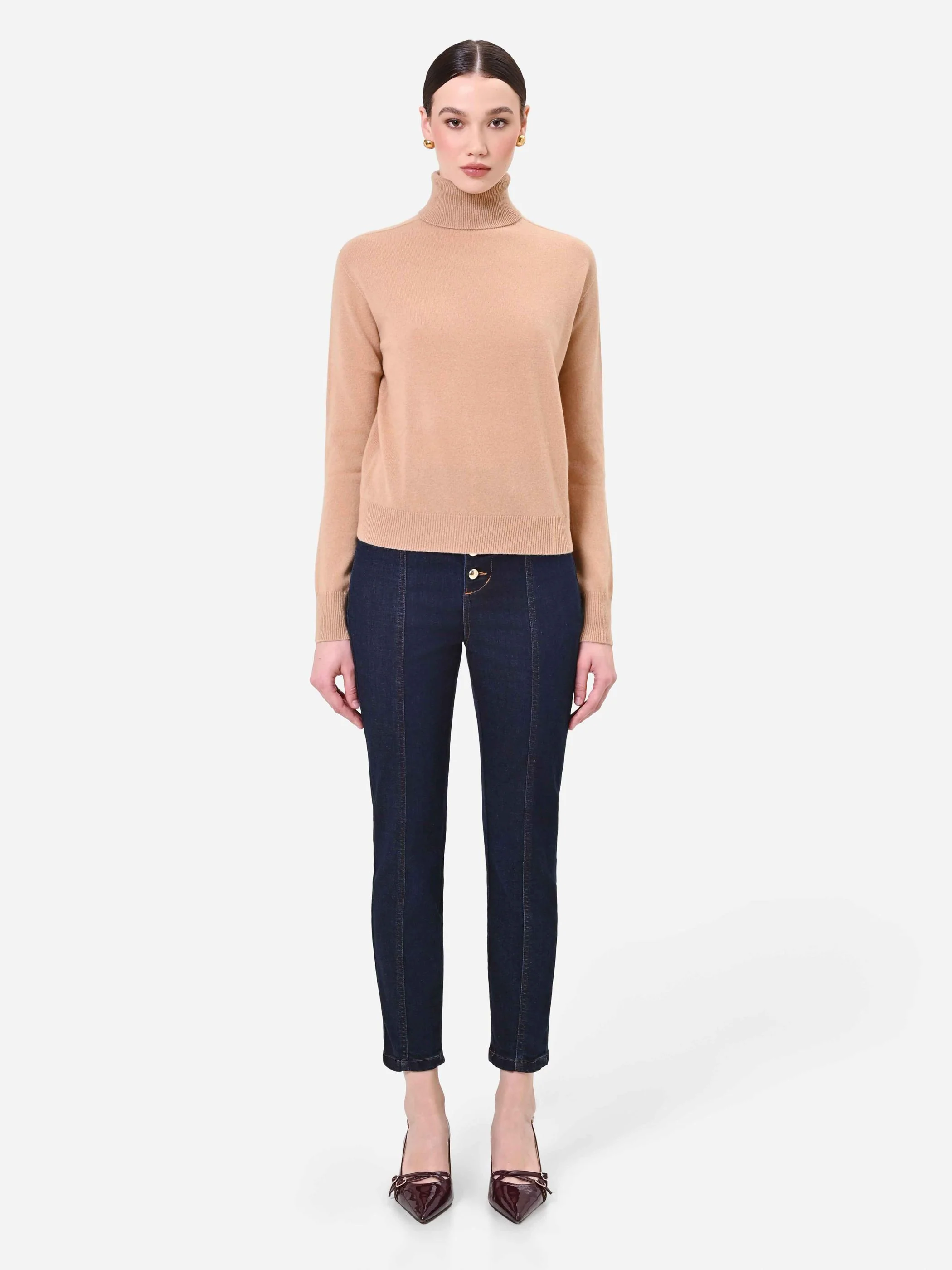 Maglia dolcevita cammello beige - Image 5