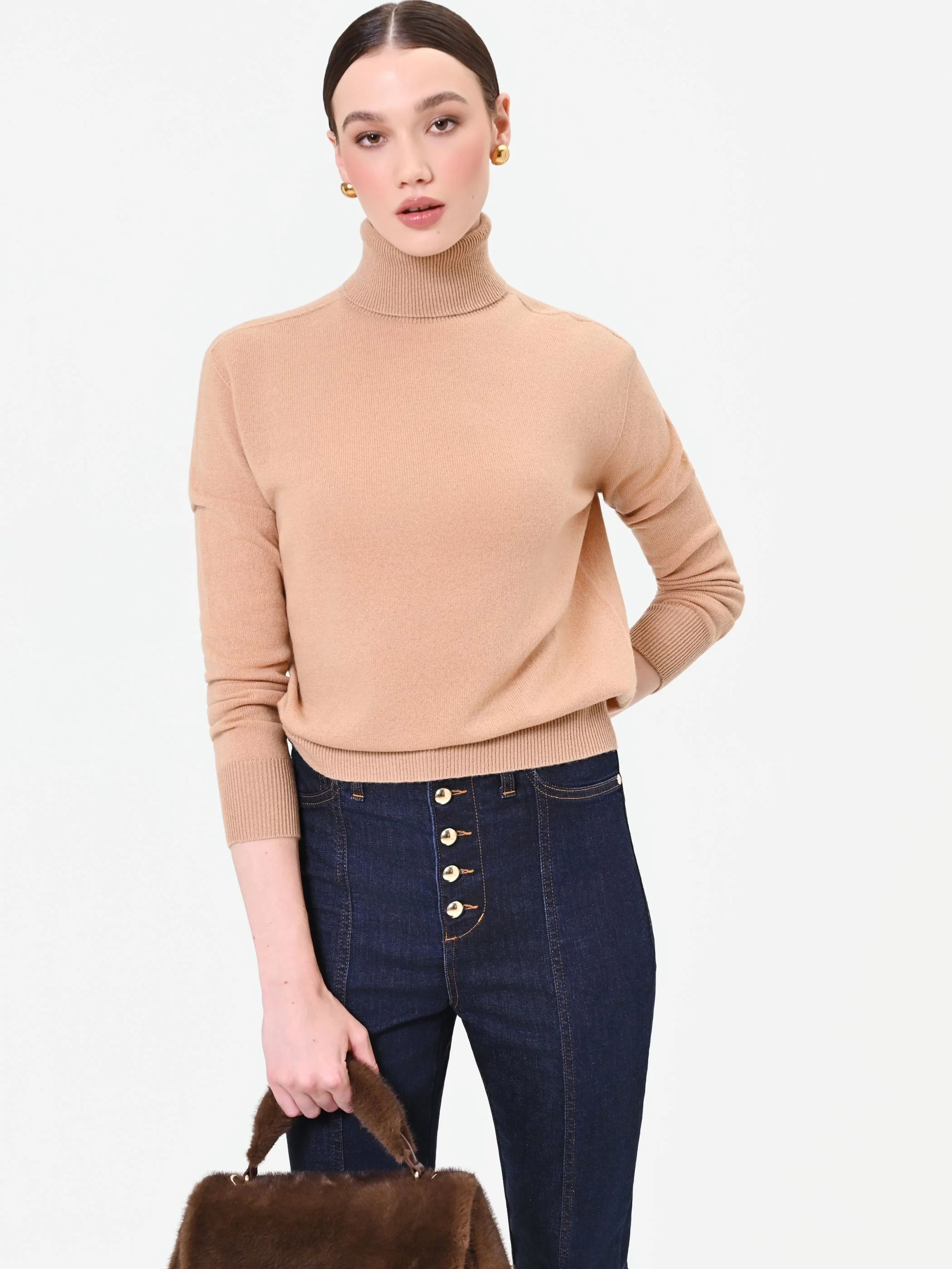 Maglia dolcevita cammello beige - Image 6