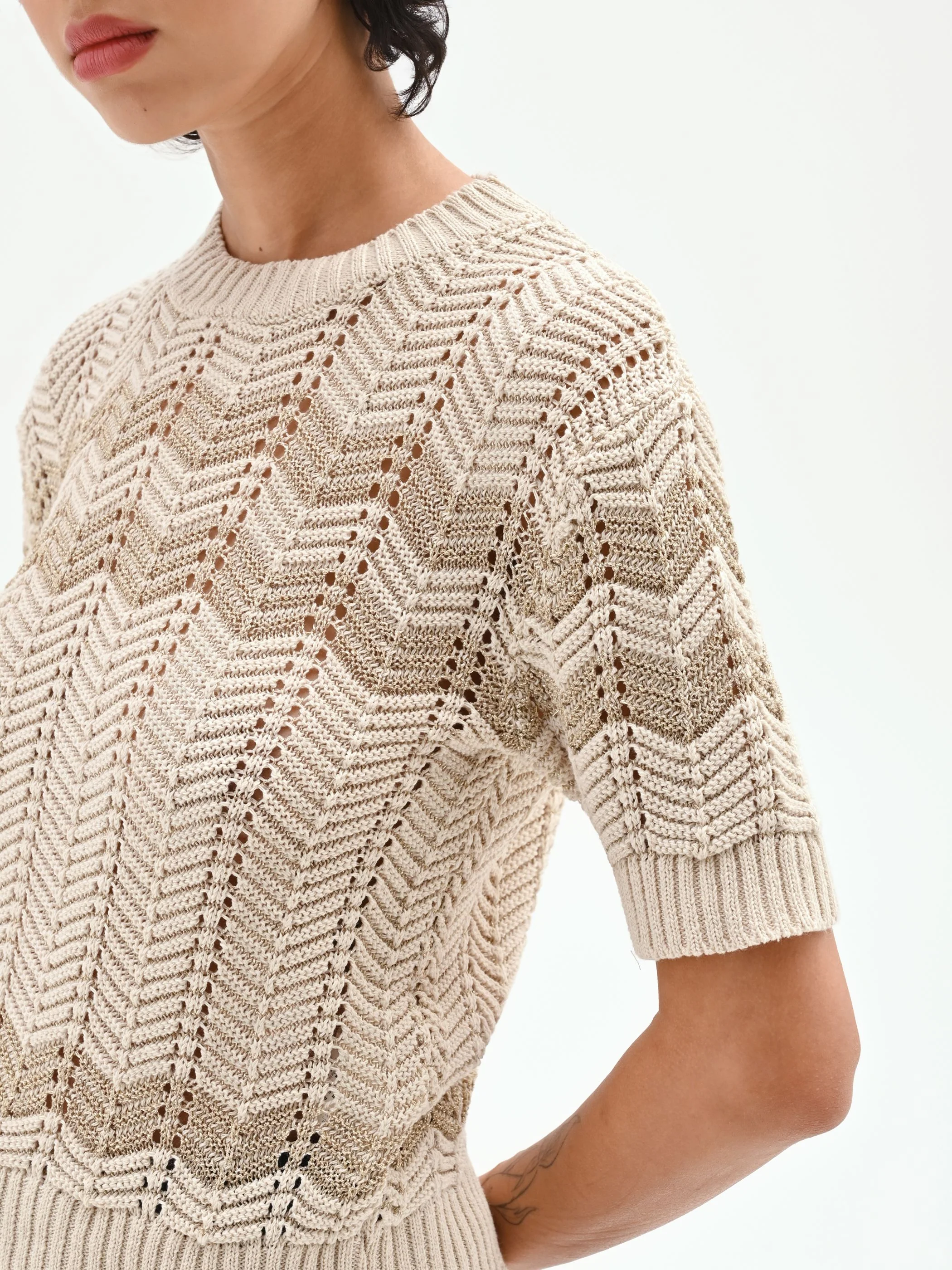 Maglia panna con motivo chevron