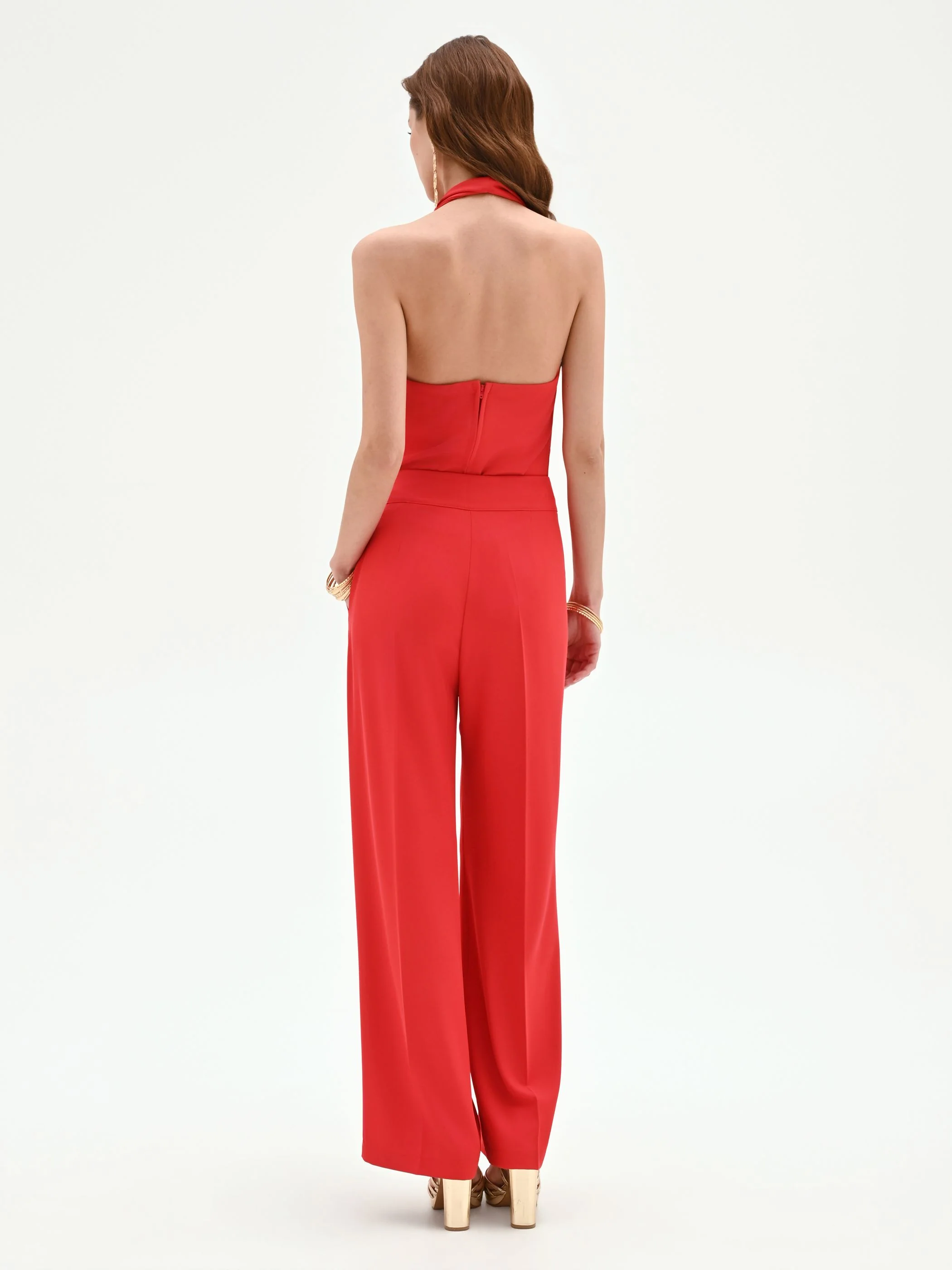 Pantalone a gamba larga rosso fragola in cadi