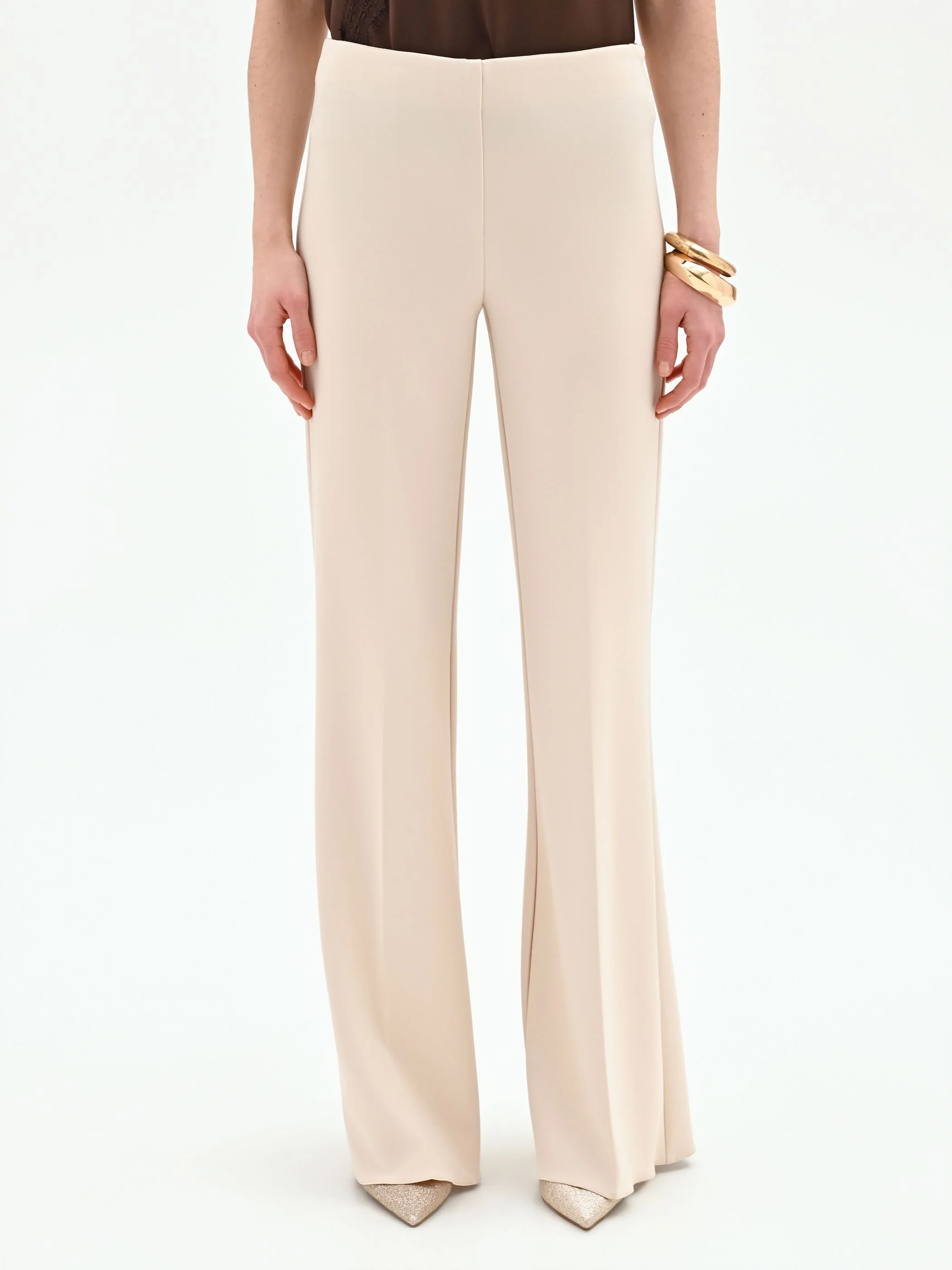 Pantalone a palazzo beige chiaro