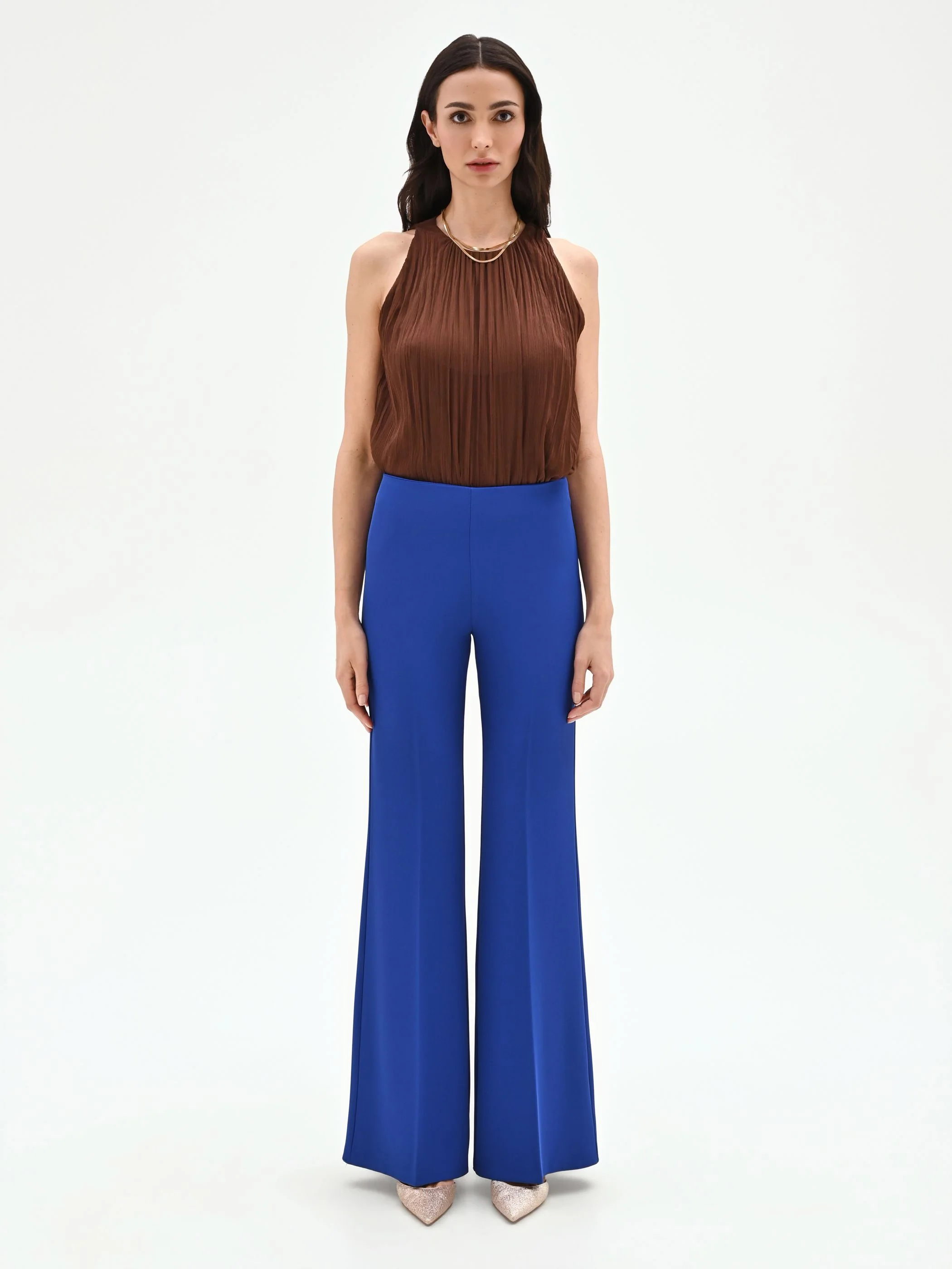 Pantalone a palazzo blu cina