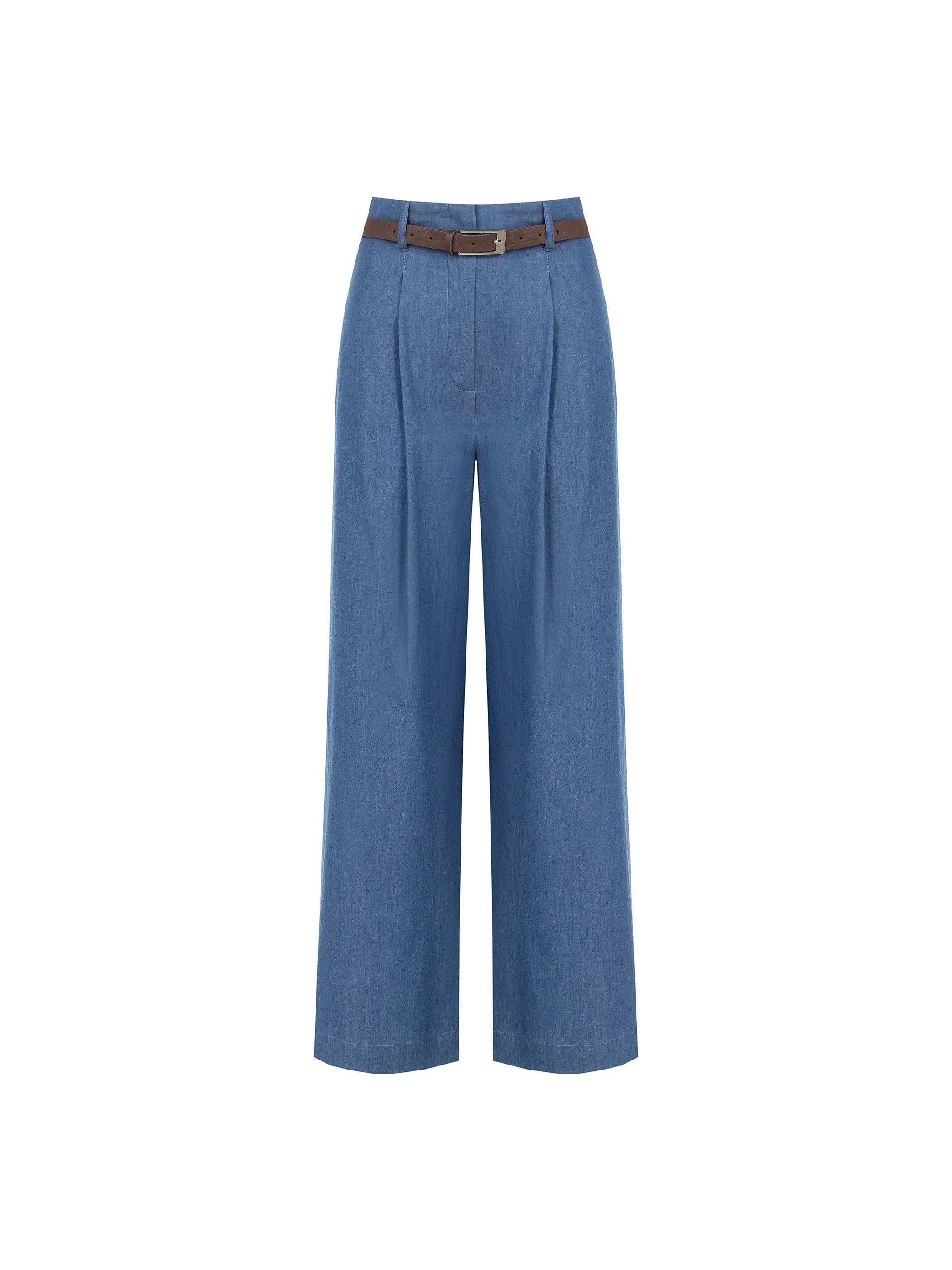 Pantalone a palazzo blu indaco con cintura - Image 6