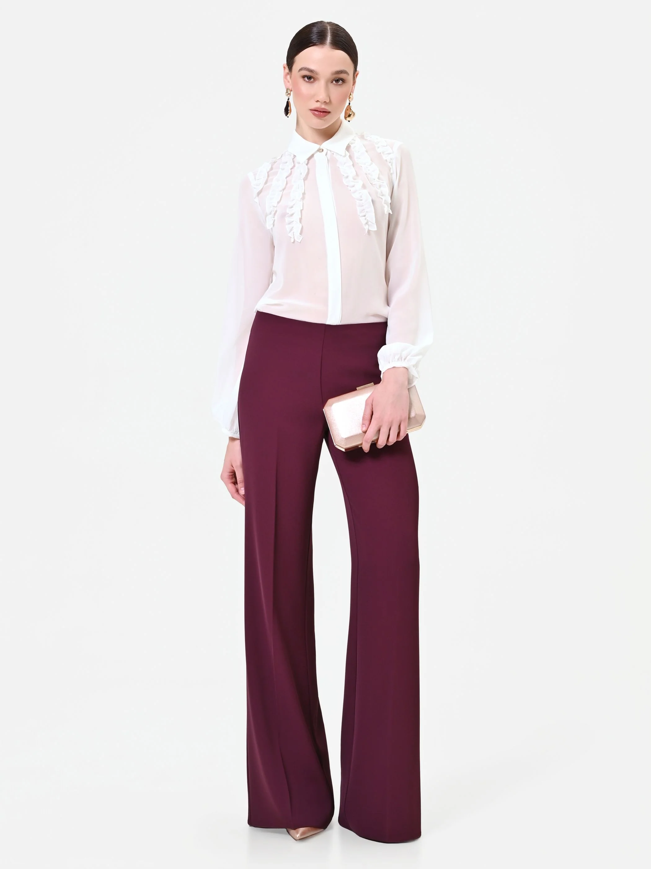 Pantalone a palazzo bordeaux - Image 6
