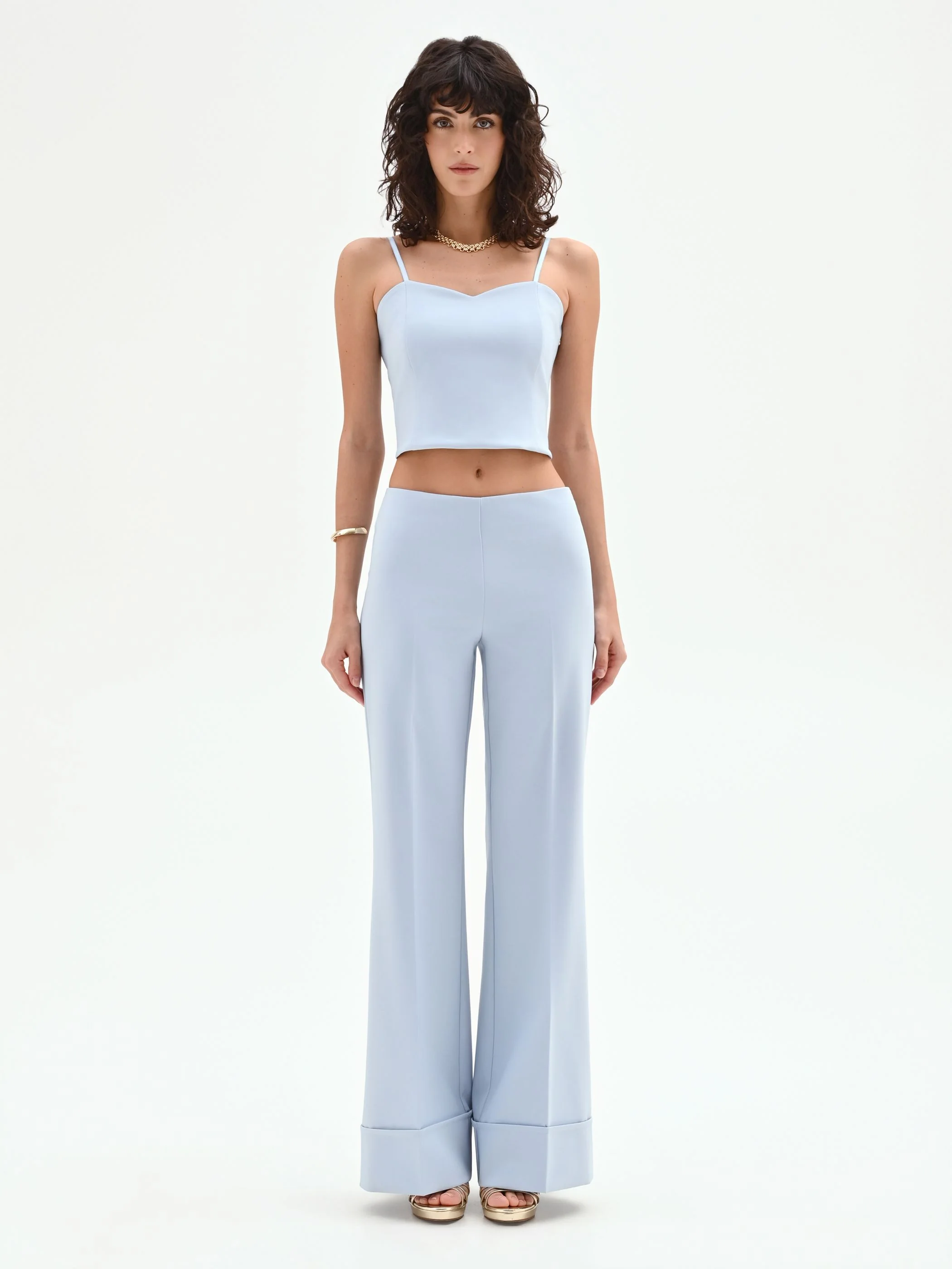 Pantalone a palazzo cielo azzurro