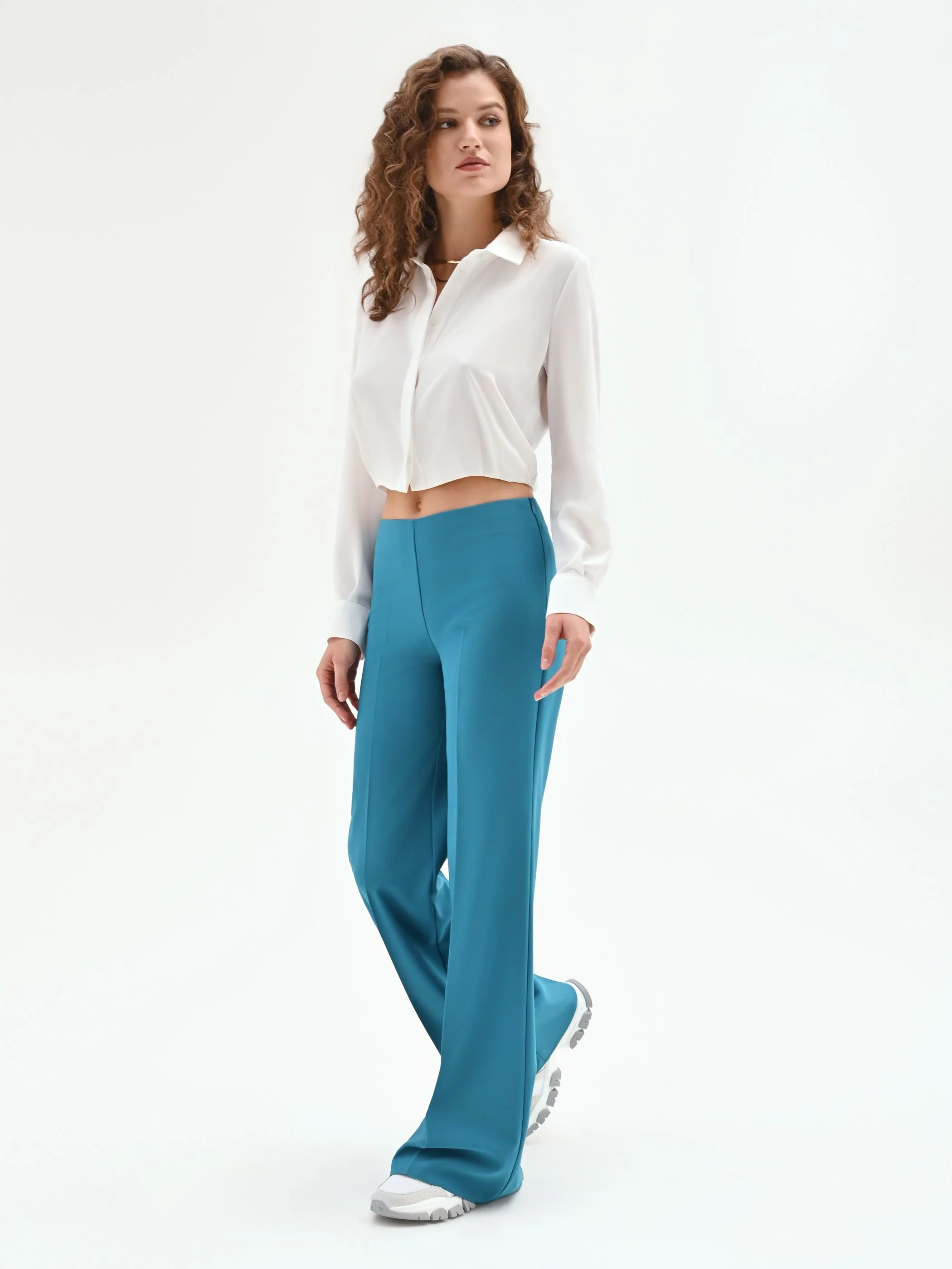 Pantalone palazzo blu ottanio - Image 3