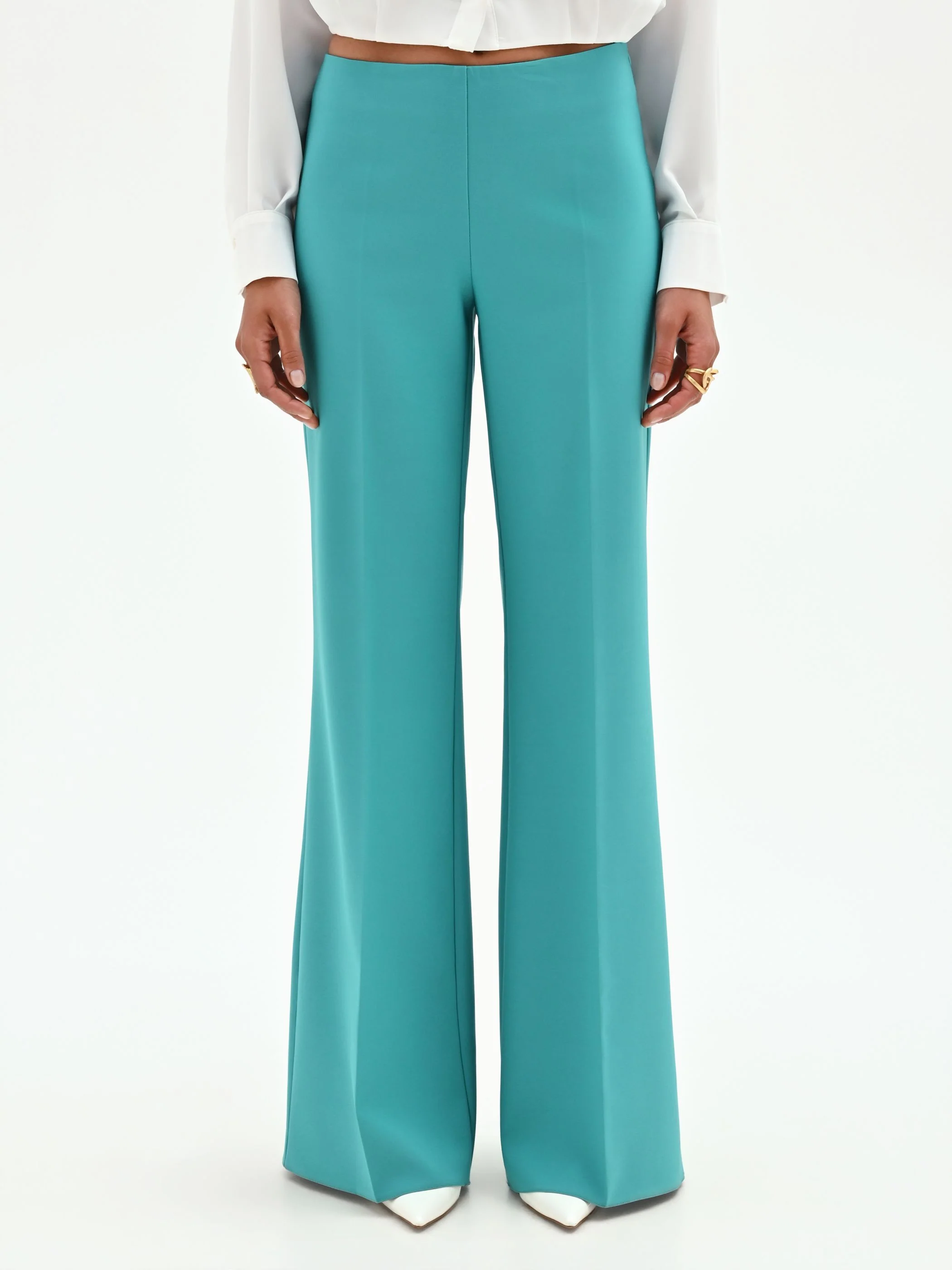 Pantalone palazzo turchese a vita alta - Image 3