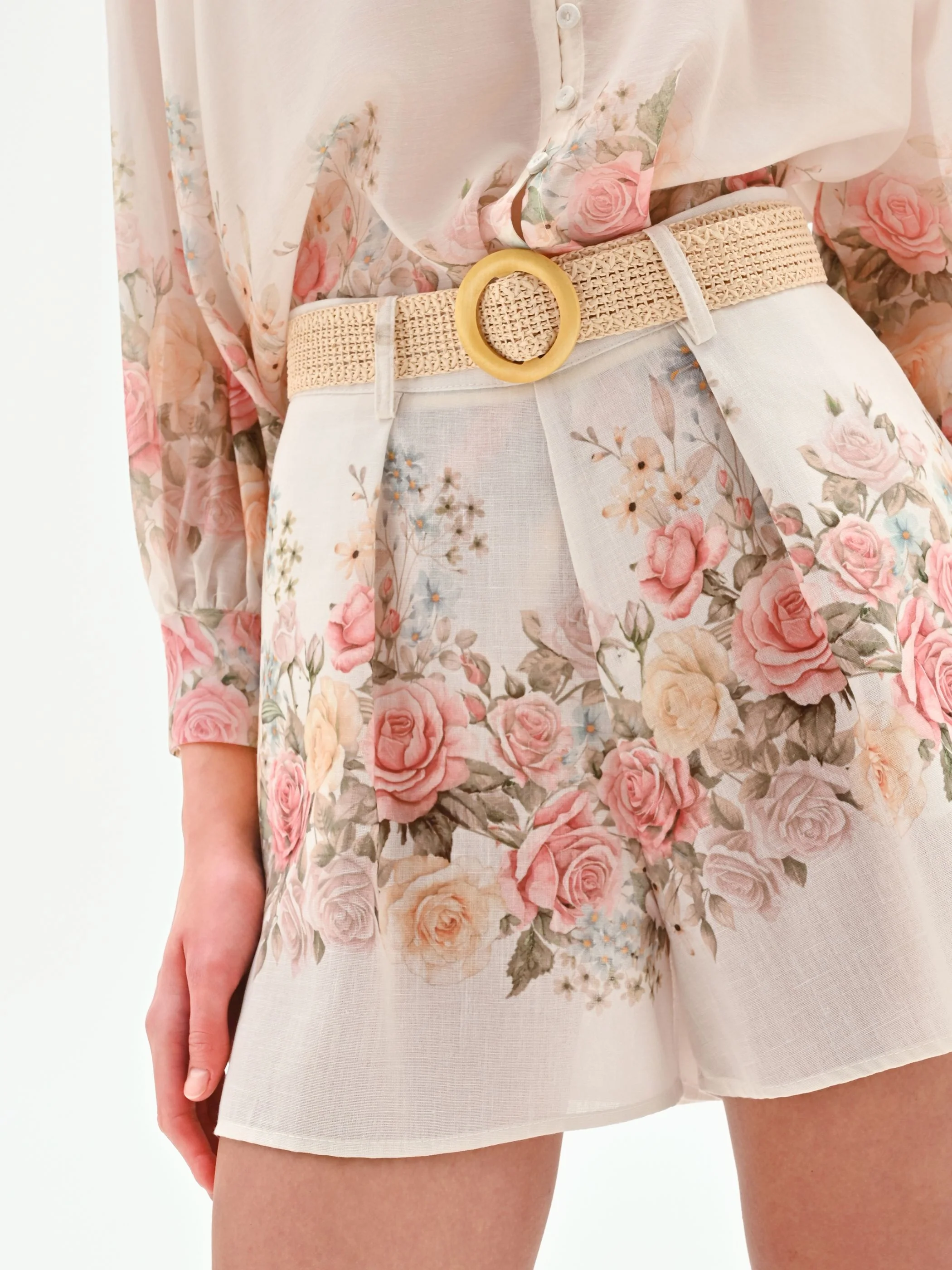 Pantalone shorts bianco a fantasia floreale - Image 2