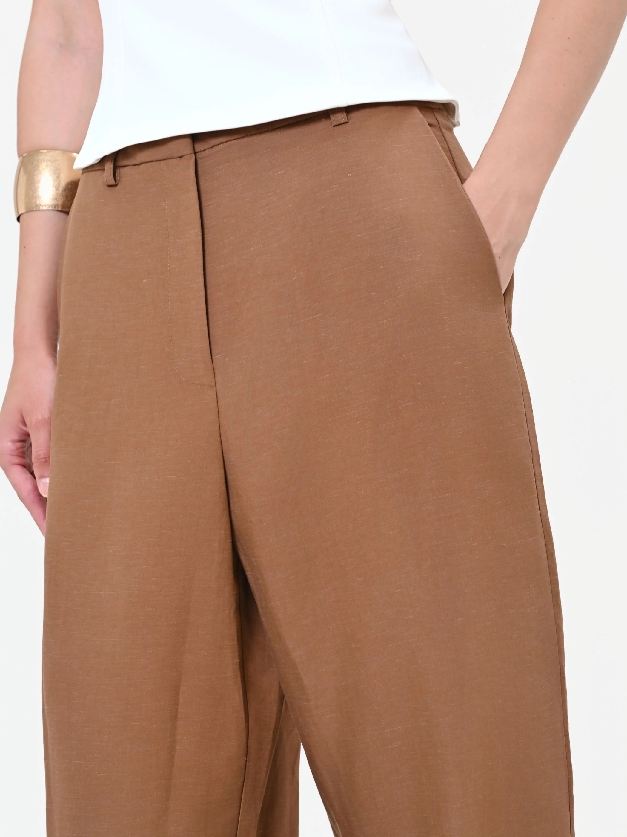 Pantaloni in Viscosa Marrone - Image 4
