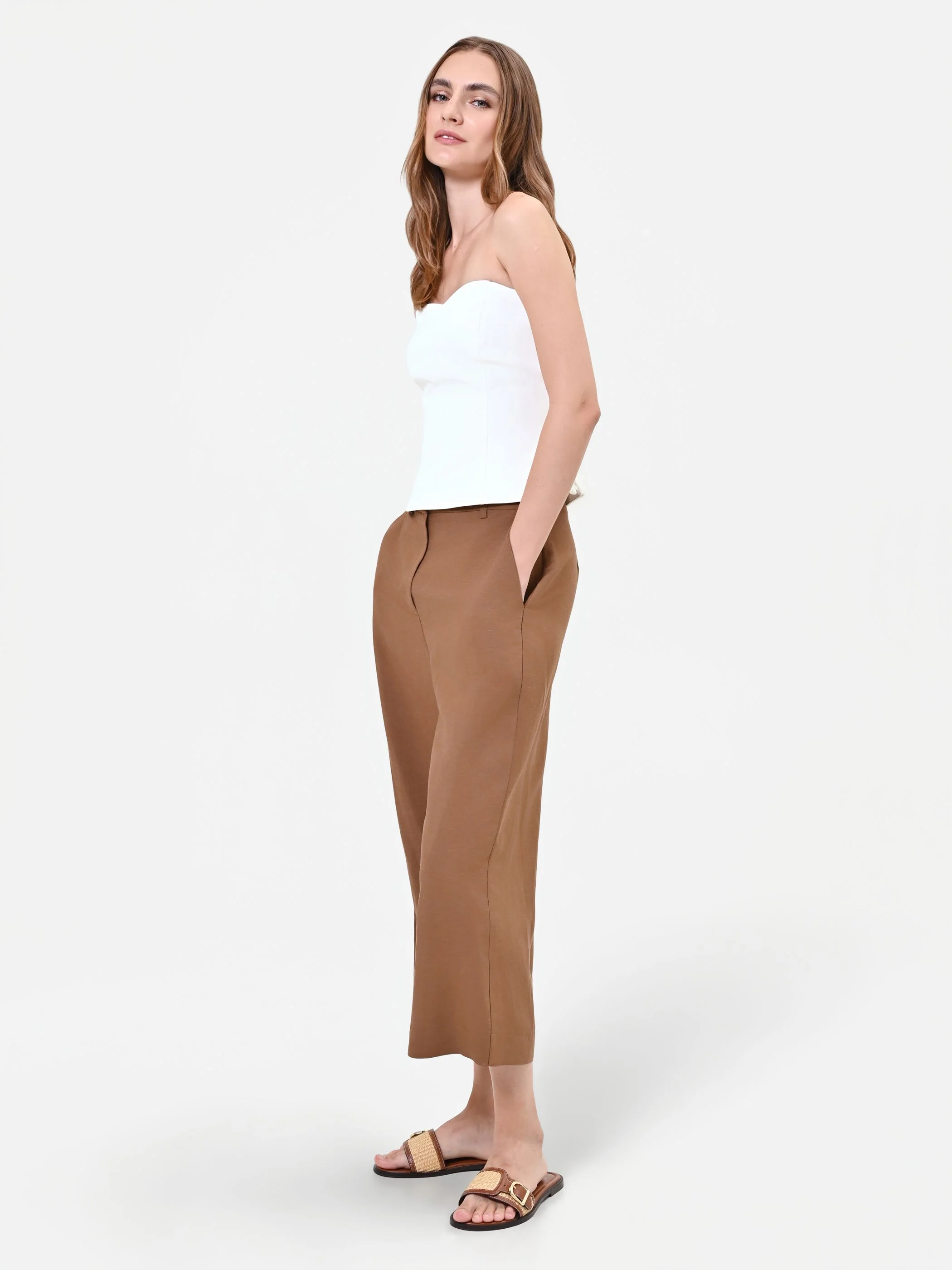 Pantaloni in Viscosa Marrone - Image 5