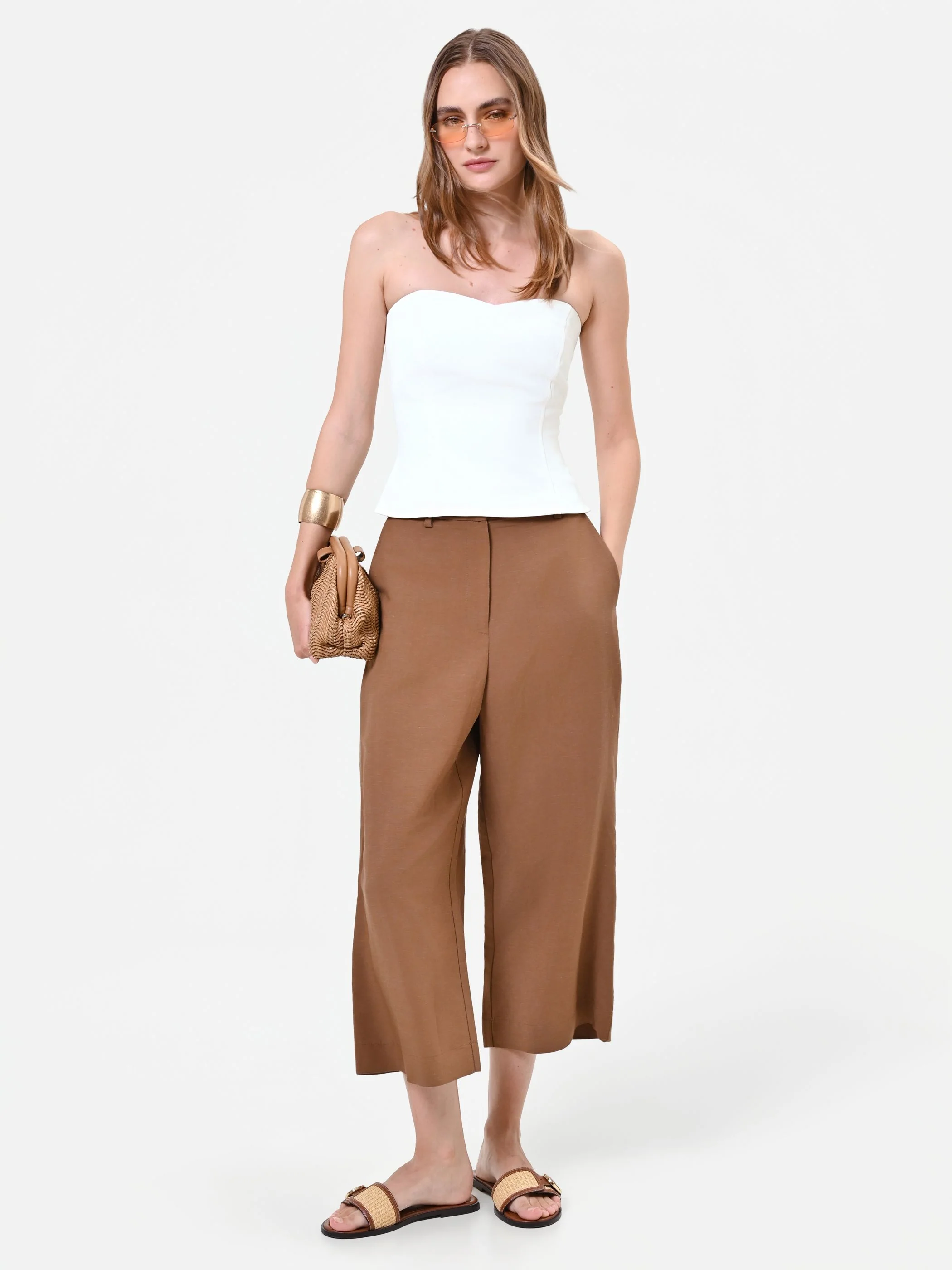 Pantaloni in Viscosa Marrone - Image 6