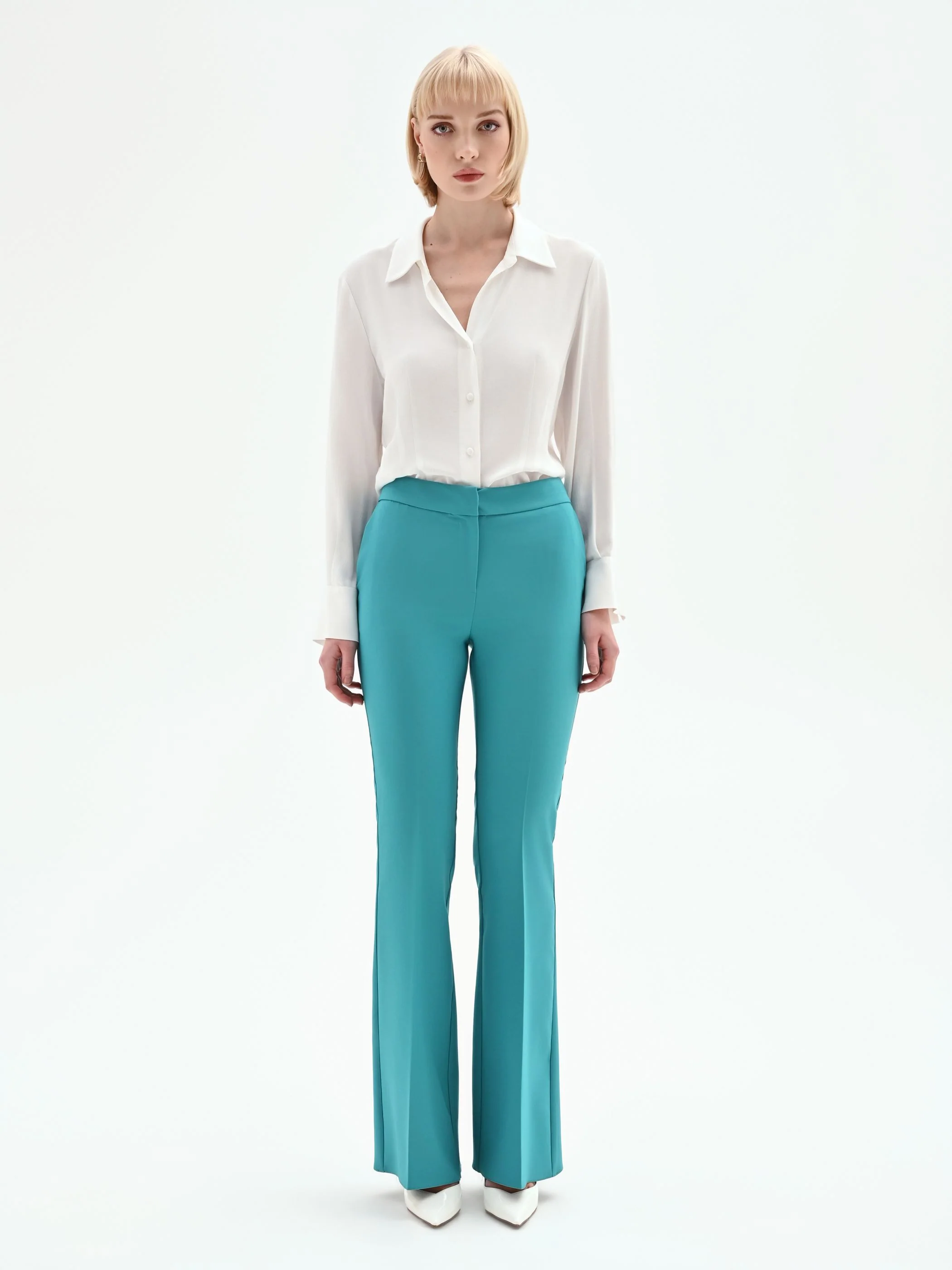 Pantaloni studio Flared Verde Smeraldo