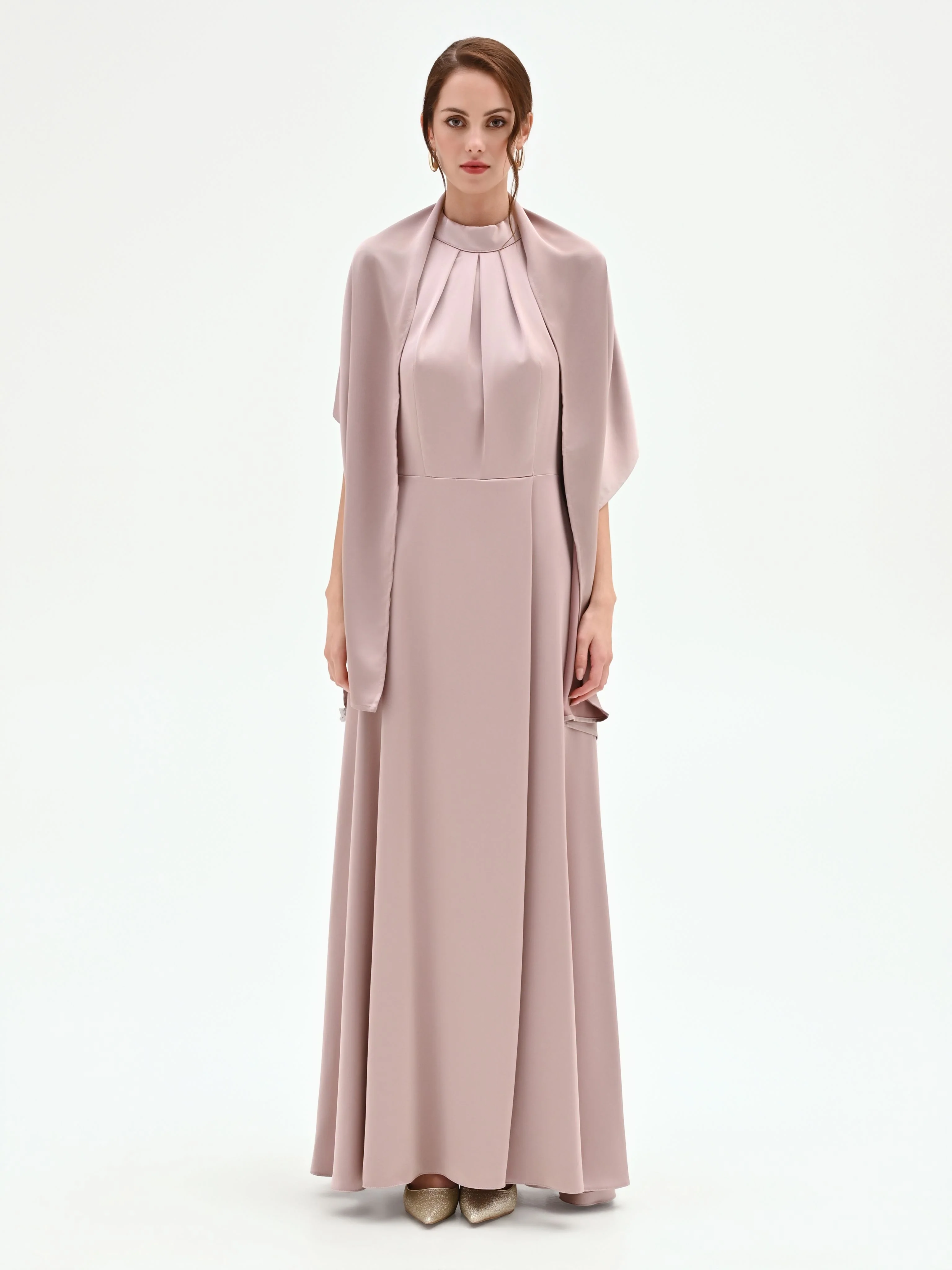 Stola atelier in raso rosa blush