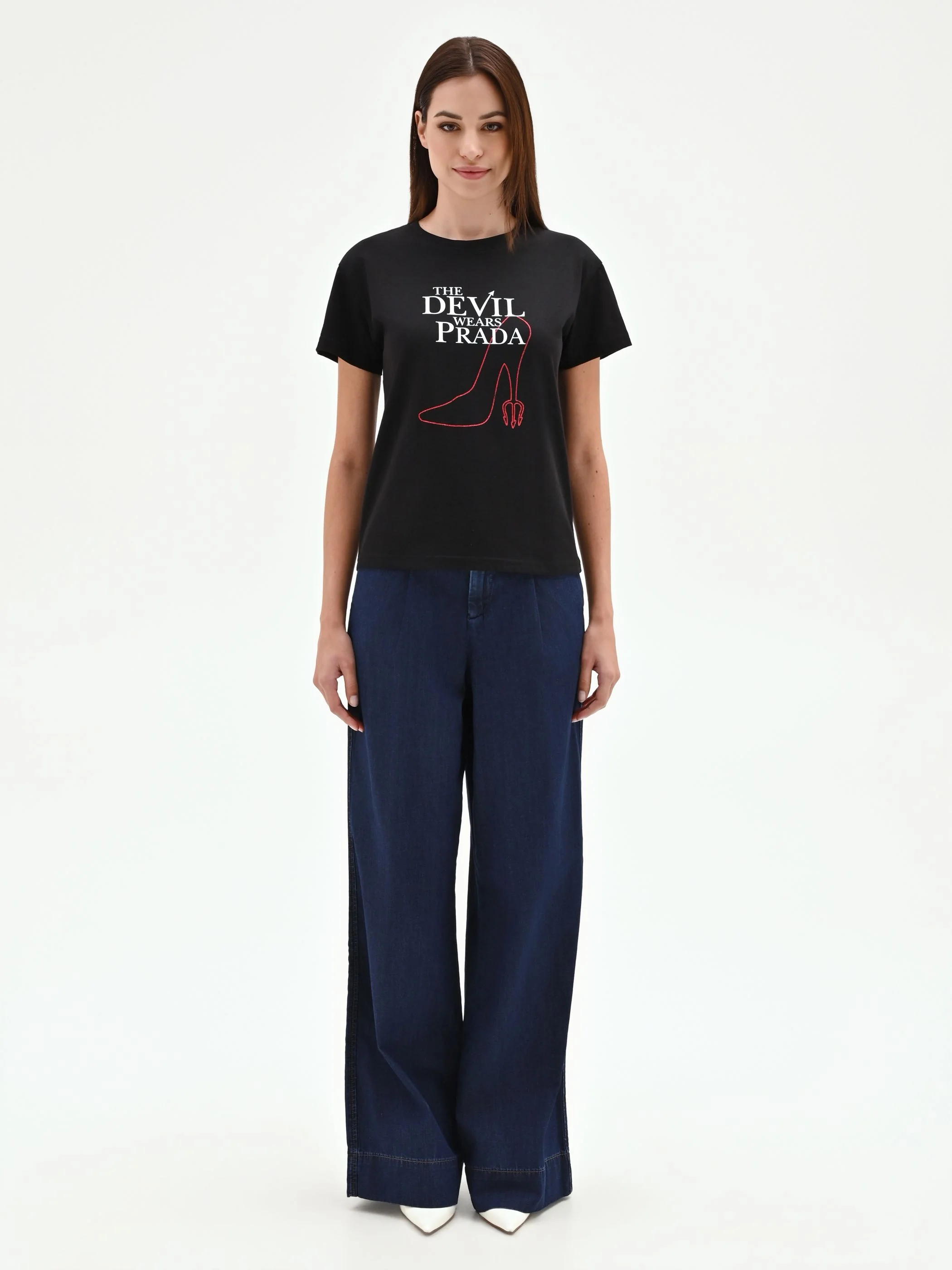 T-shirt nera 'The Devil Wears Prada' in cotone