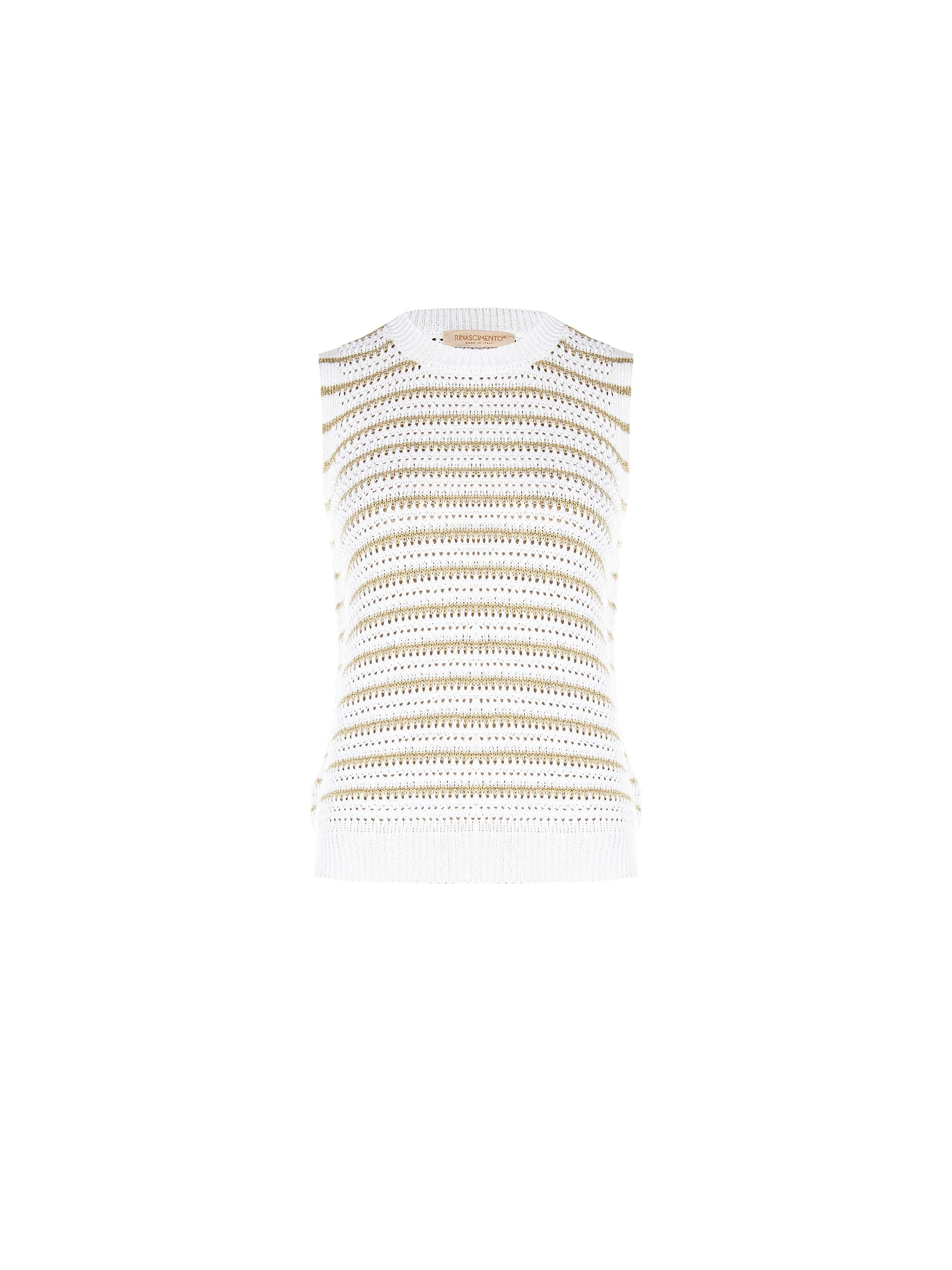 Top bianco panna in maglia crochet a righe - Image 6